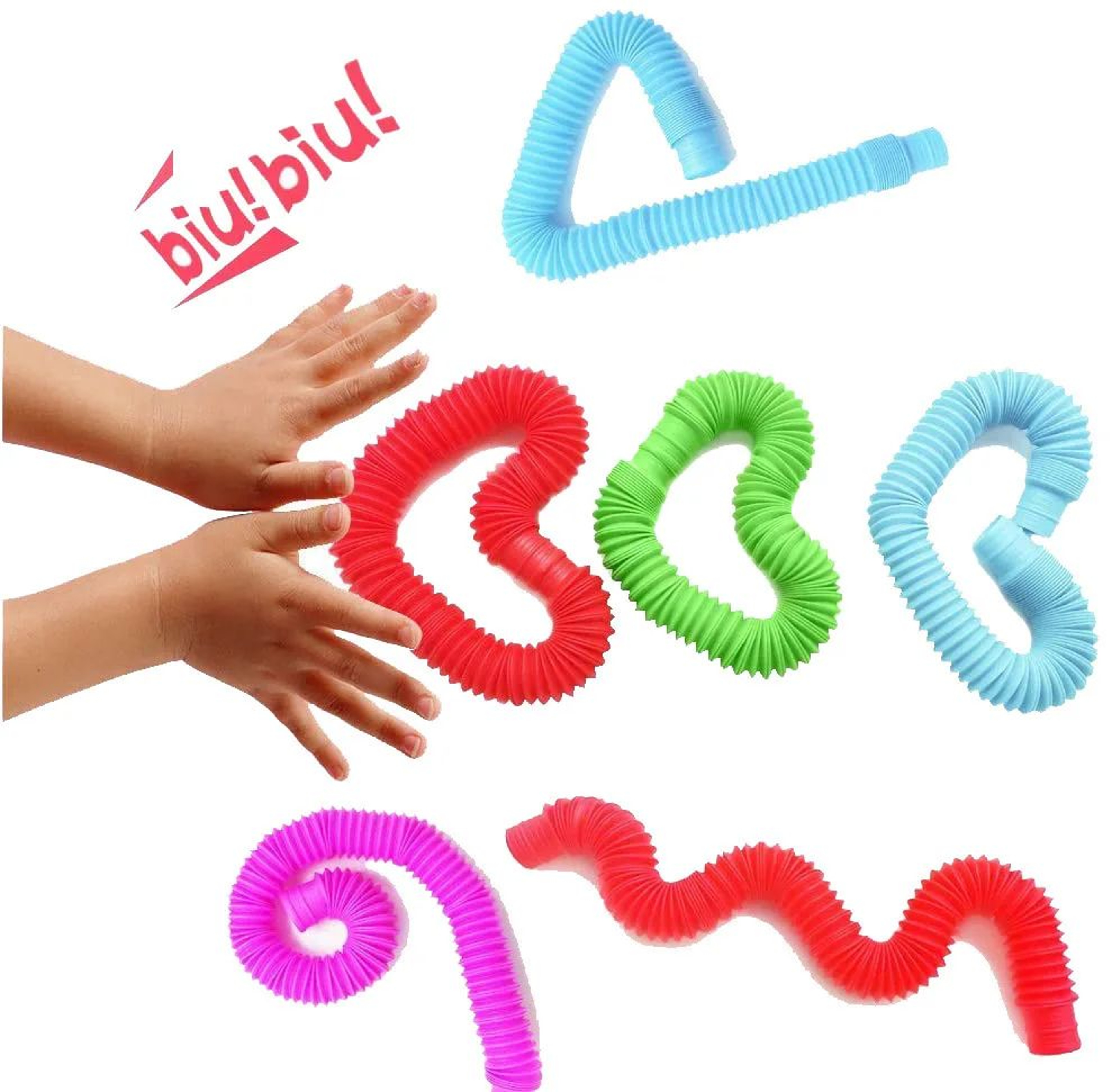 Rainbow Pop Tubes Bulk Pack 102050pcs Telescopic Sensory Toys For Stress Relief  Classrooms 3