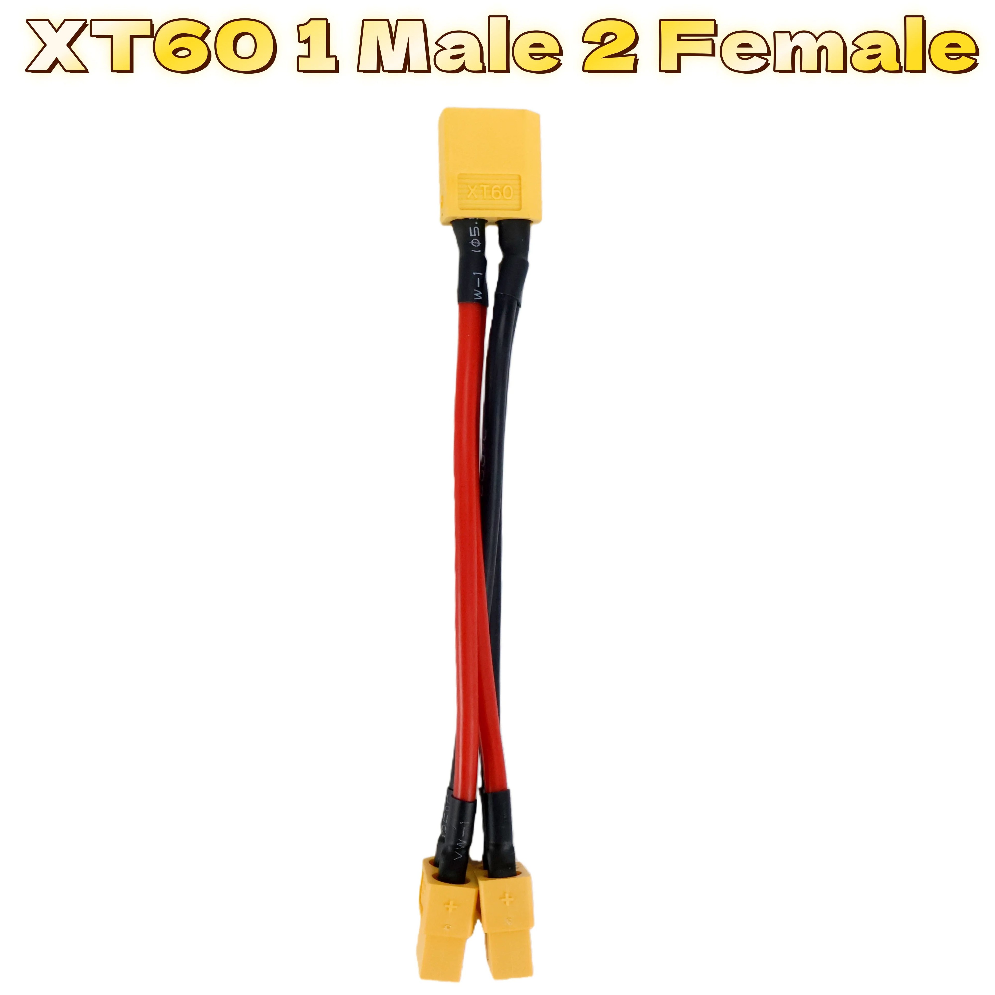 XT60 Parallel Battery Connector 3Way Y Splitter Cable With 14AWG Silicone Wire MaleFemale 0