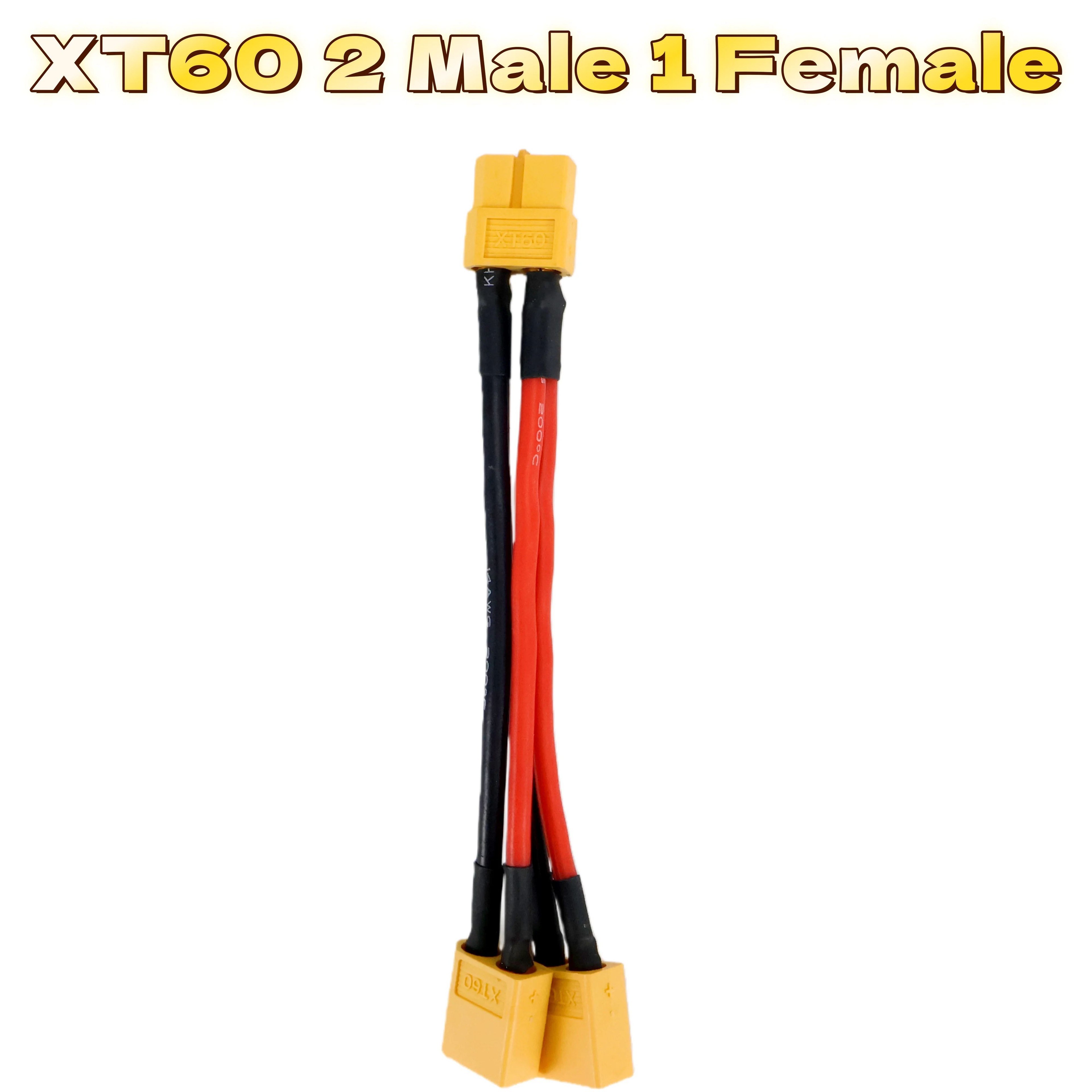 XT60 Parallel Battery Connector 3Way Y Splitter Cable With 14AWG Silicone Wire MaleFemale 1