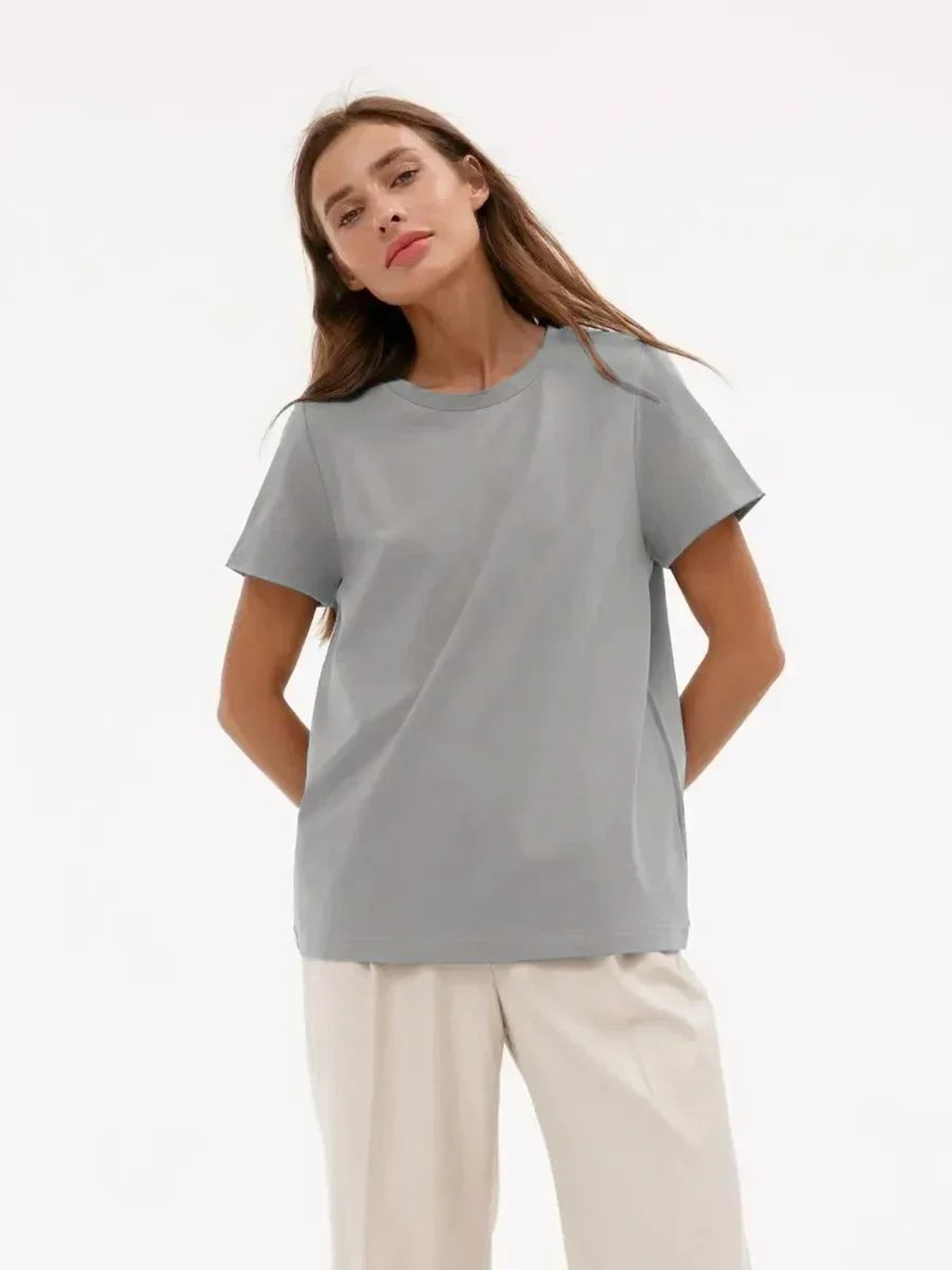 Bornladies 230g Heavyweight Cotton Tee For Women  Loose Fit Solid Summer Top 5