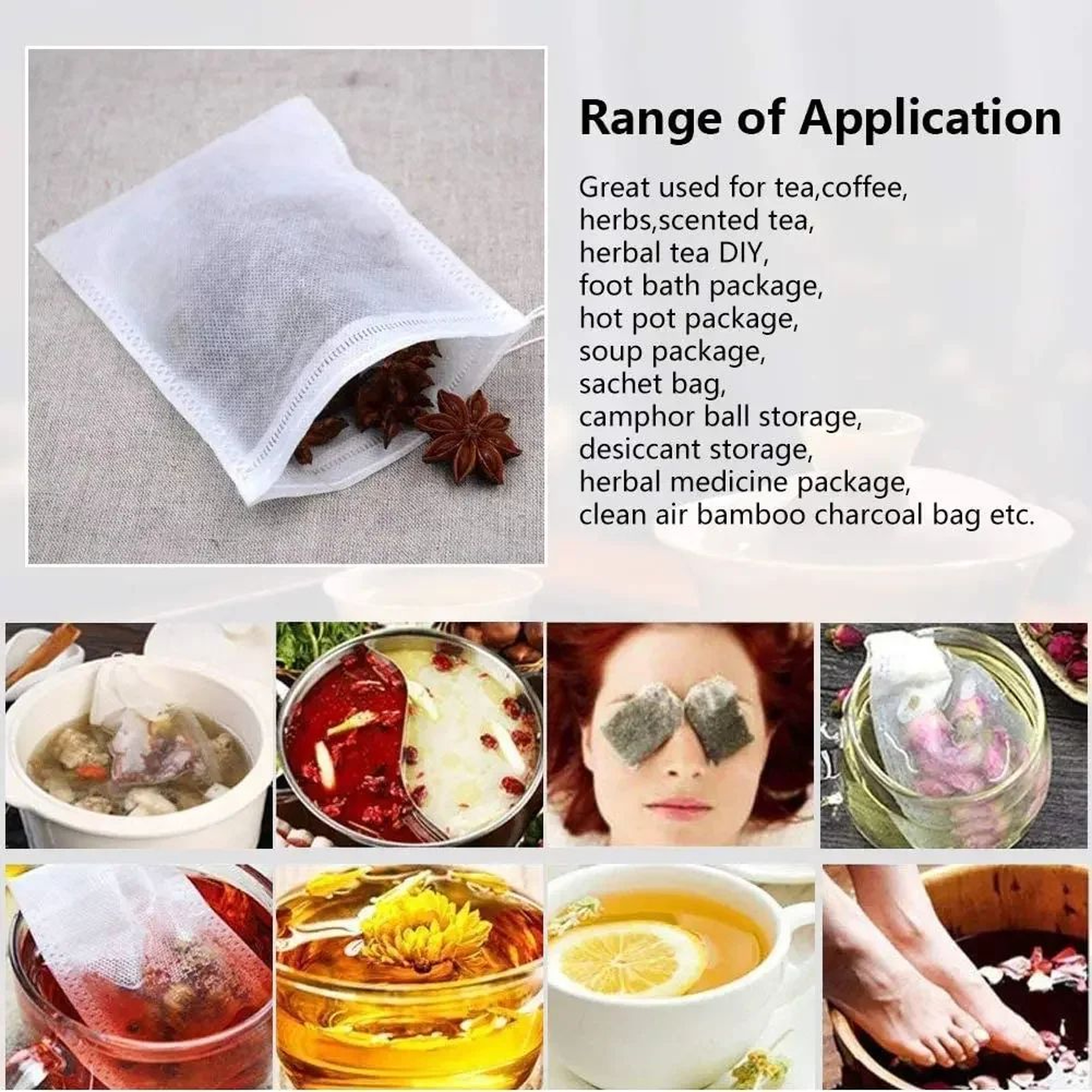 HeatSeal Empty Tea Bags With String Disposable Tea Filter Bags For Loose Leaf  Herbs 2