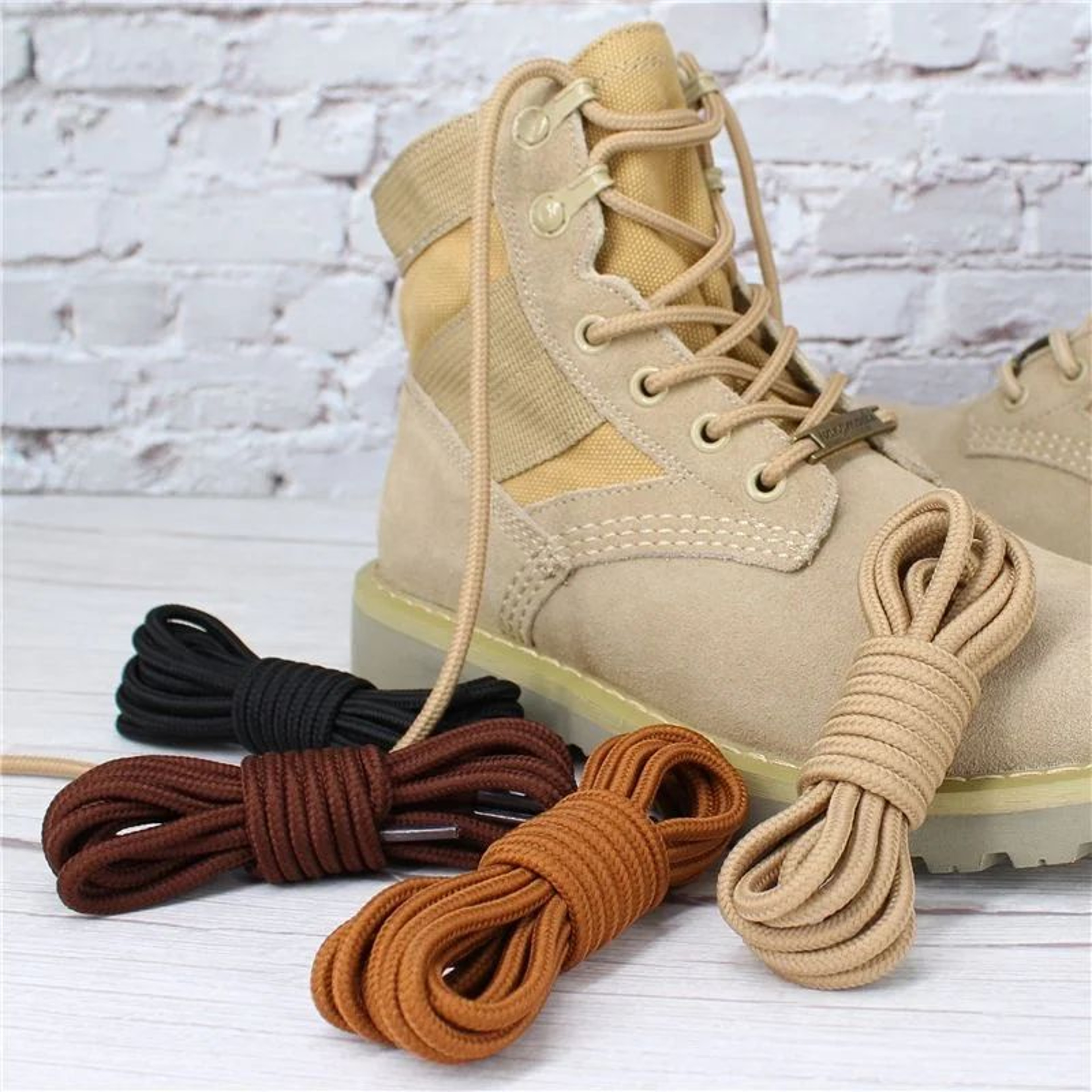Round Boot Laces Pair  Durable Polyester Shoelaces In Black Or Brown For Martens And Hiking Boots 2