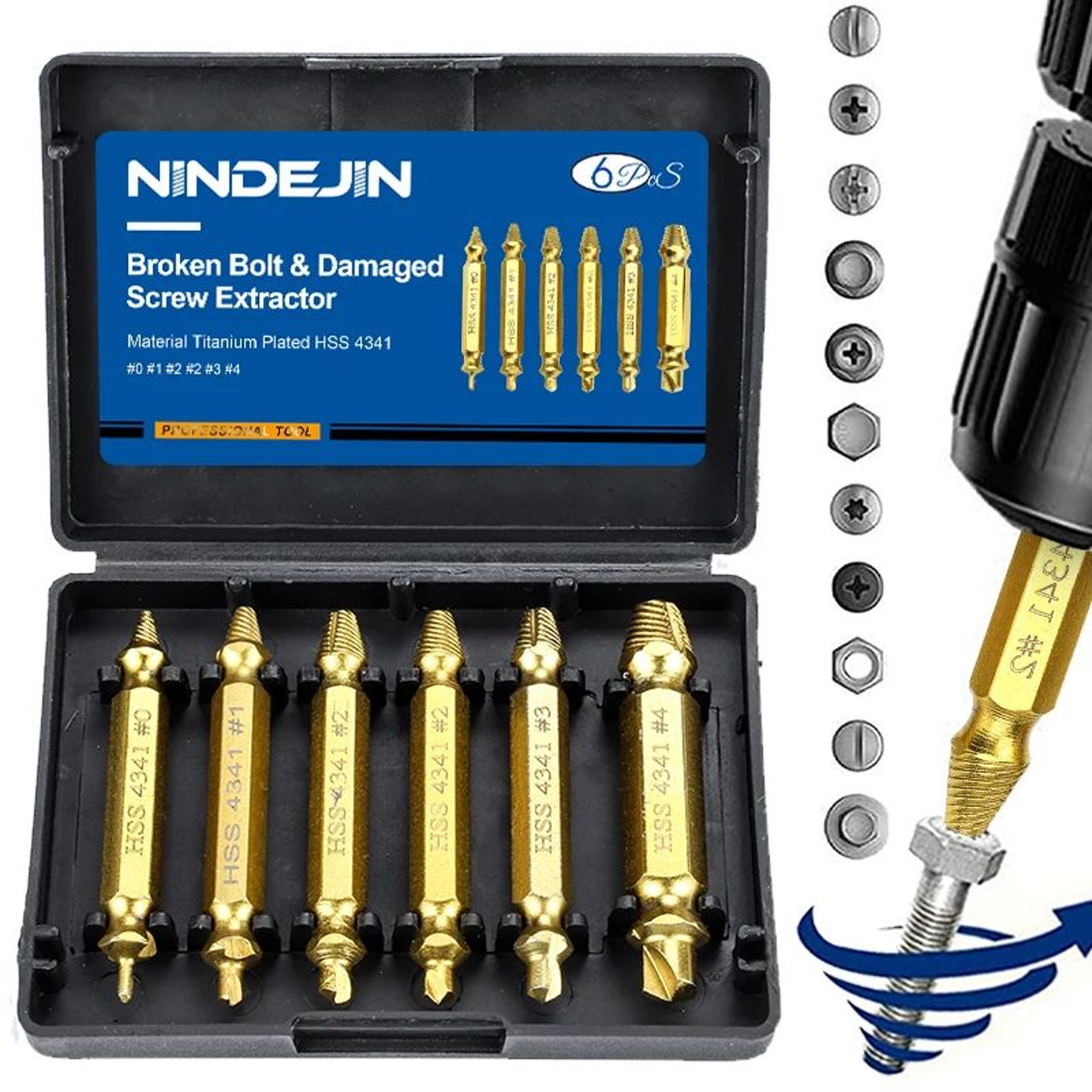 NINDEJIN Damaged Screw Extractor Drill Bit Set 46pcs For Stripped Screws  Bolts 0