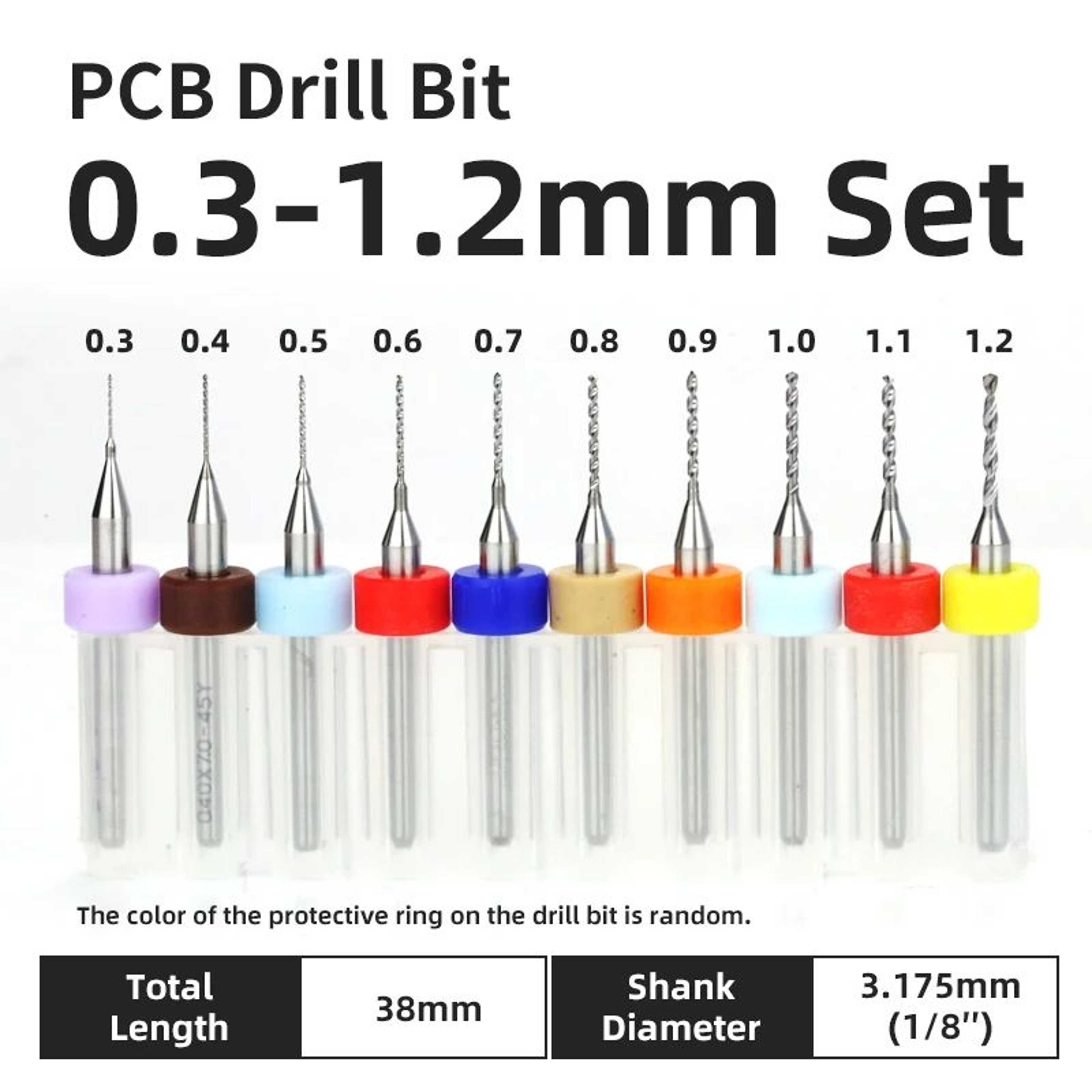 TOOLEYE Carbide PCB Drill Bit Set 10pcs 18 Shank Micro CNC Bits 013175mm 4