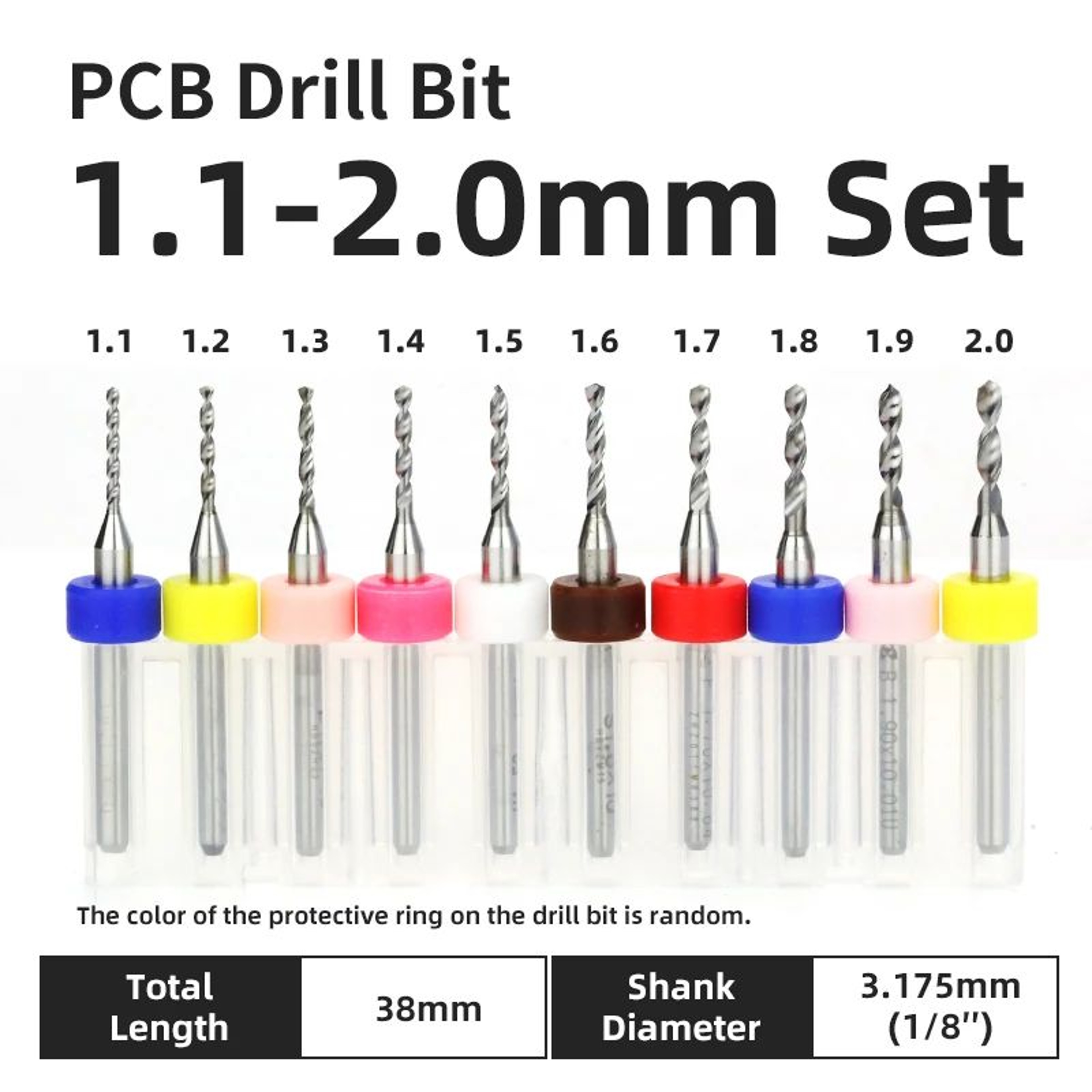 TOOLEYE Carbide PCB Drill Bit Set 10pcs 18 Shank Micro CNC Bits 013175mm 7