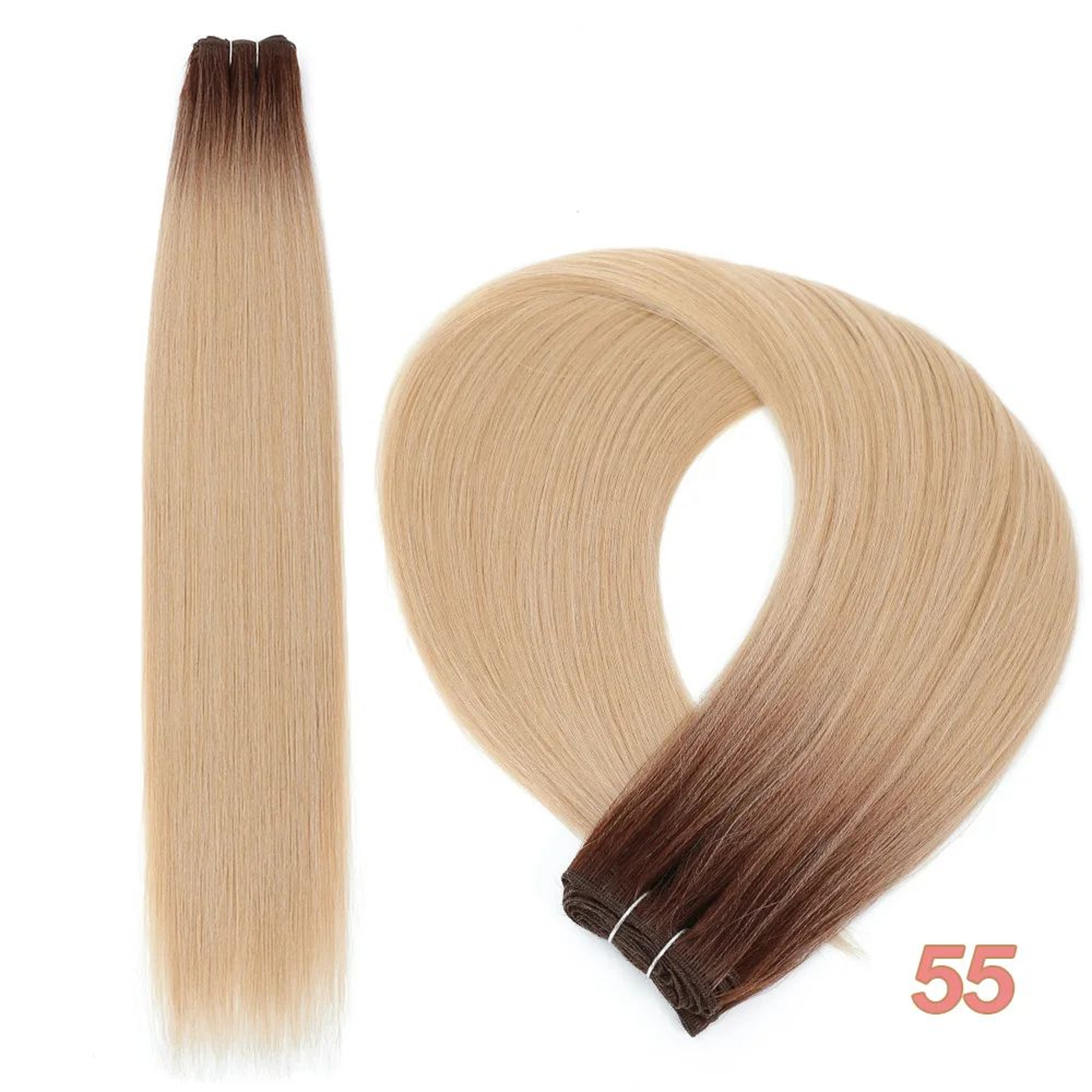 32Inch Ombre Straight Synthetic Hair Bundles 200g HeatStyle Weft Extensions Highlights  Grey Option 9