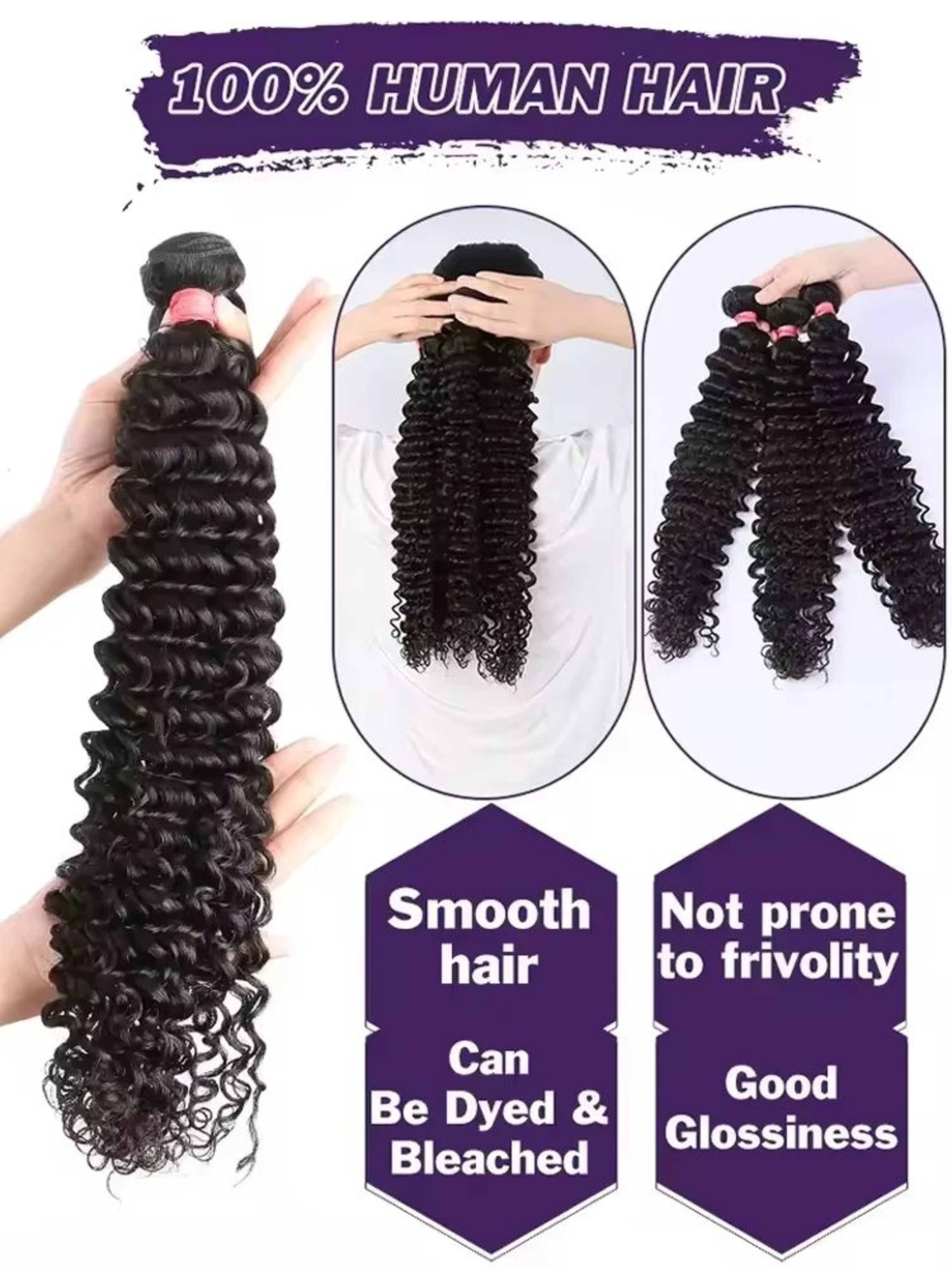 3034 Inch Deep Wave Human Hair Bundles Raw Unprocessed Double Weft Virgin Weave Extensions 5
