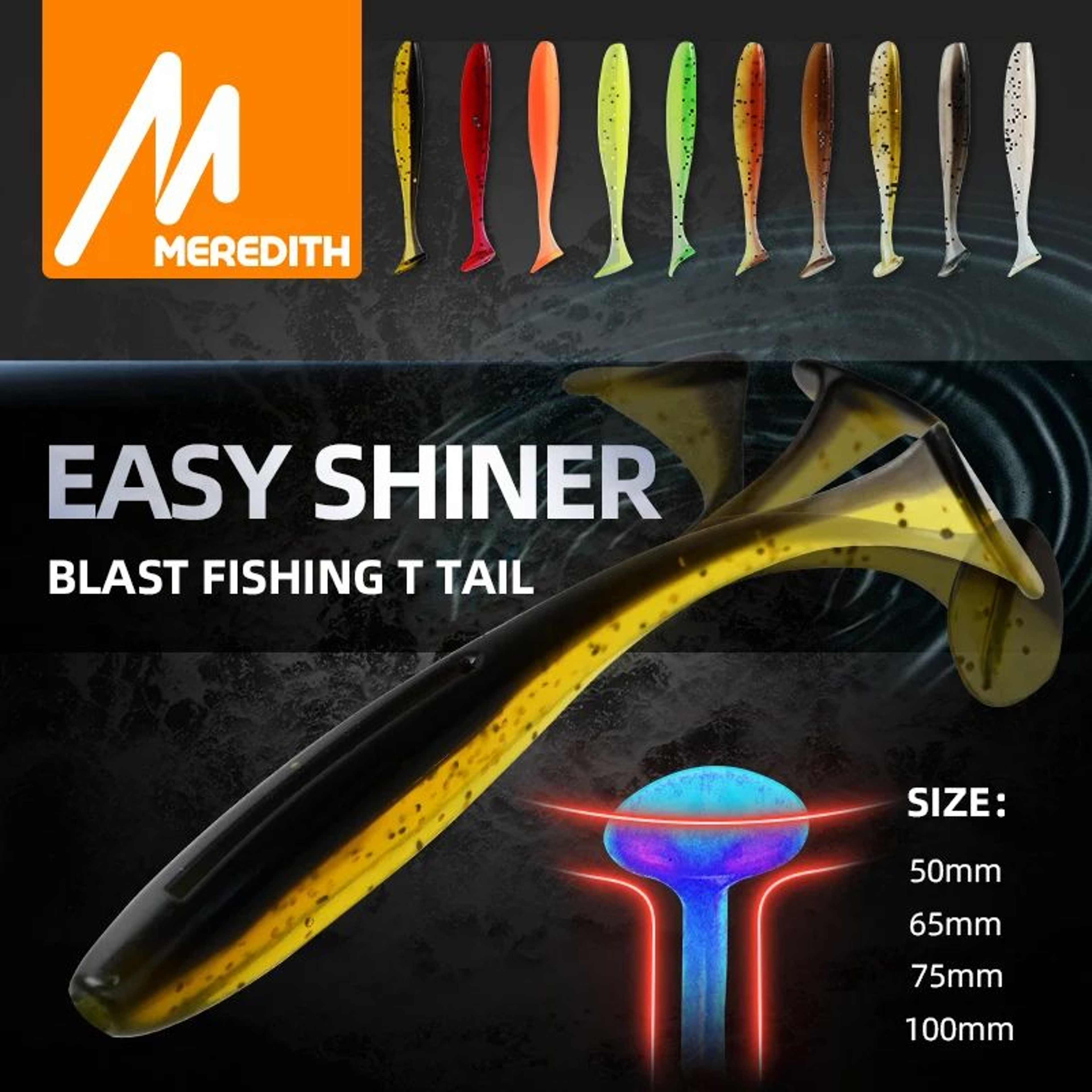 MEREDITH Easy Shiner Soft Plastic Fishing Lures 10Pack Paddle Tail Swimbaits For Carp  Bass 0