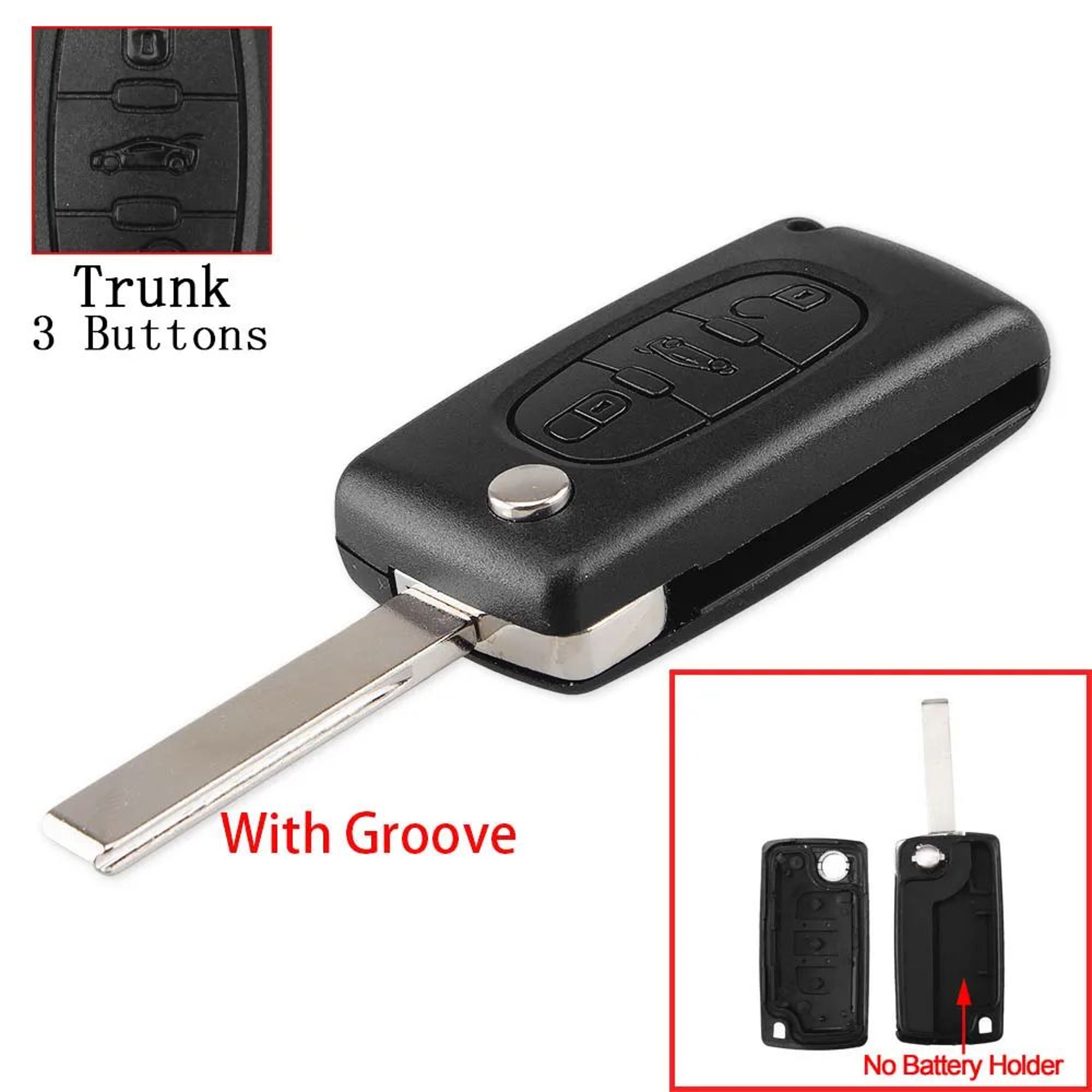KEYYOU Peugeot Key Shell FlipFolding Replacement Remote Key Case 12