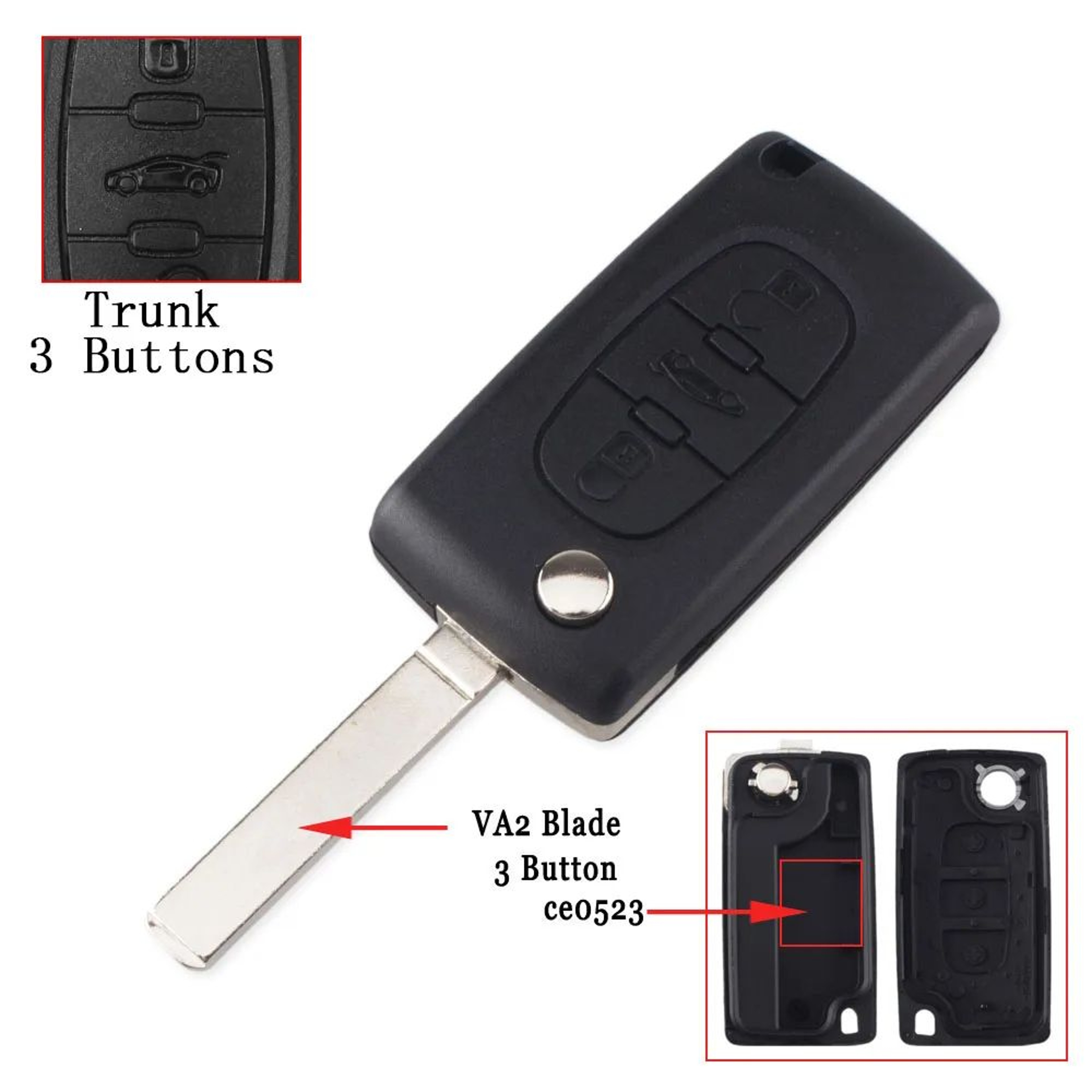 KEYYOU Peugeot Key Shell FlipFolding Replacement Remote Key Case 13