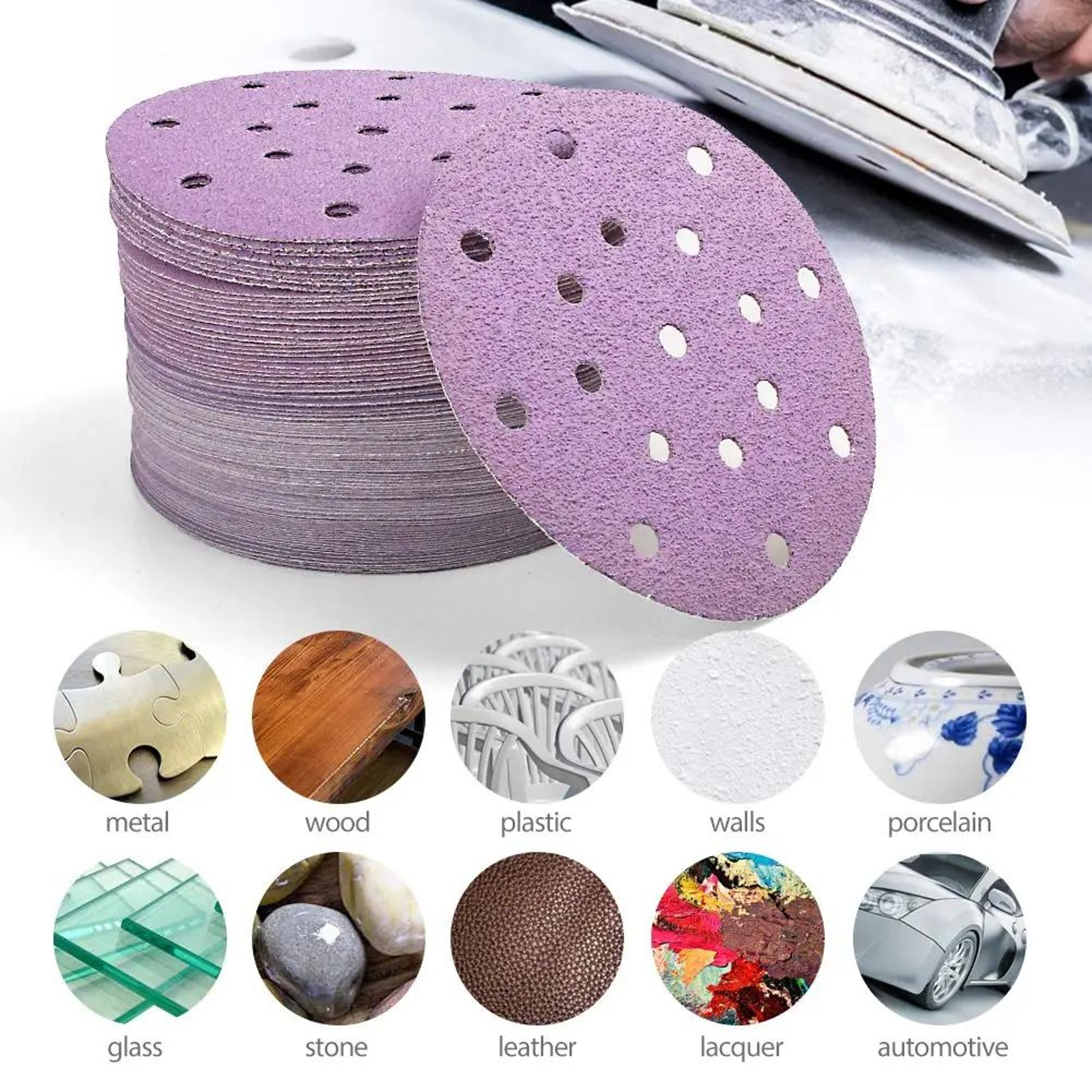 FestoolCompatible 150mm 17Hole Hook And Loop Wet Dry Sanding Discs 602000 Grit 4