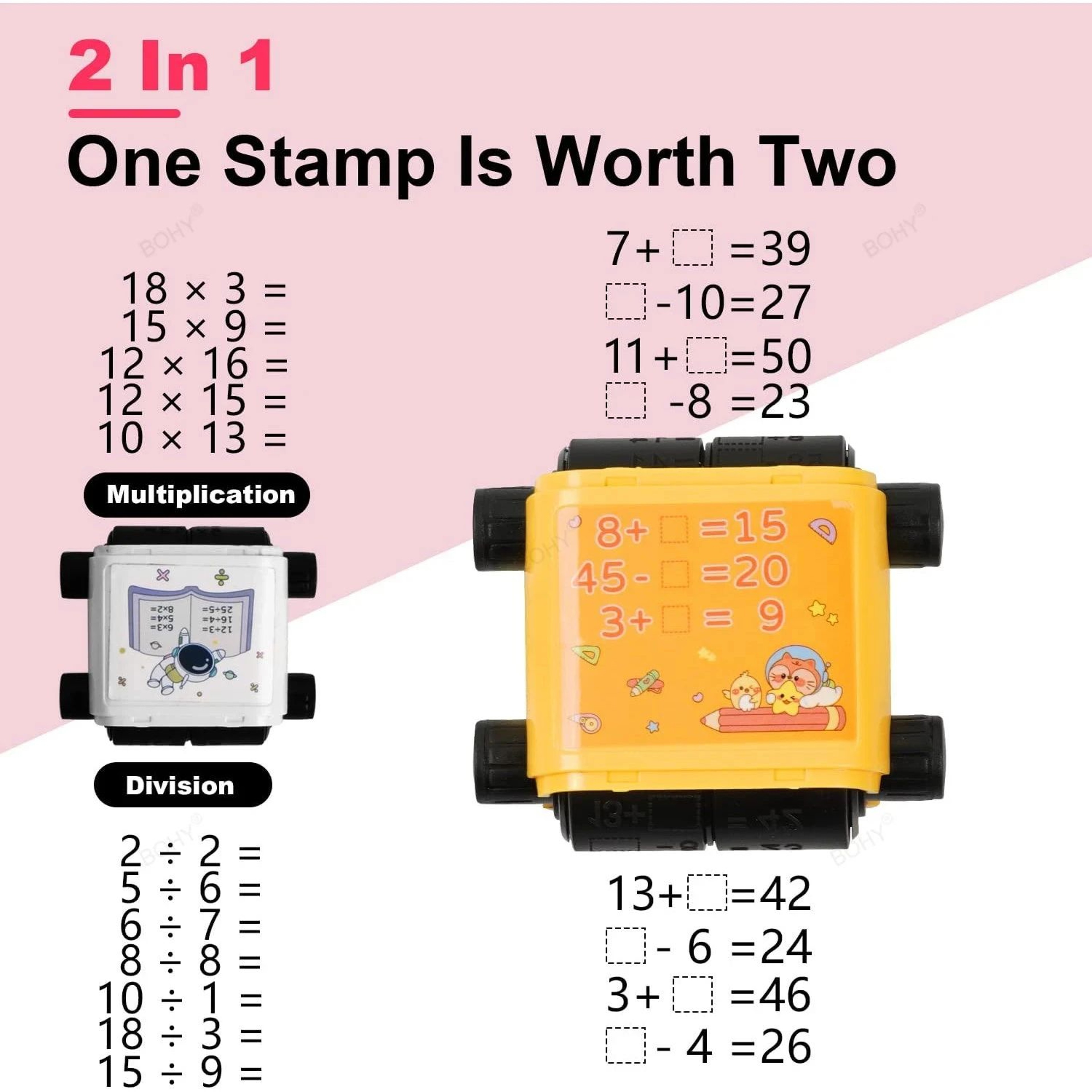 2in1 Math Roller Stamp Within 100  Refillable FillintheBlank Practice Tool 3