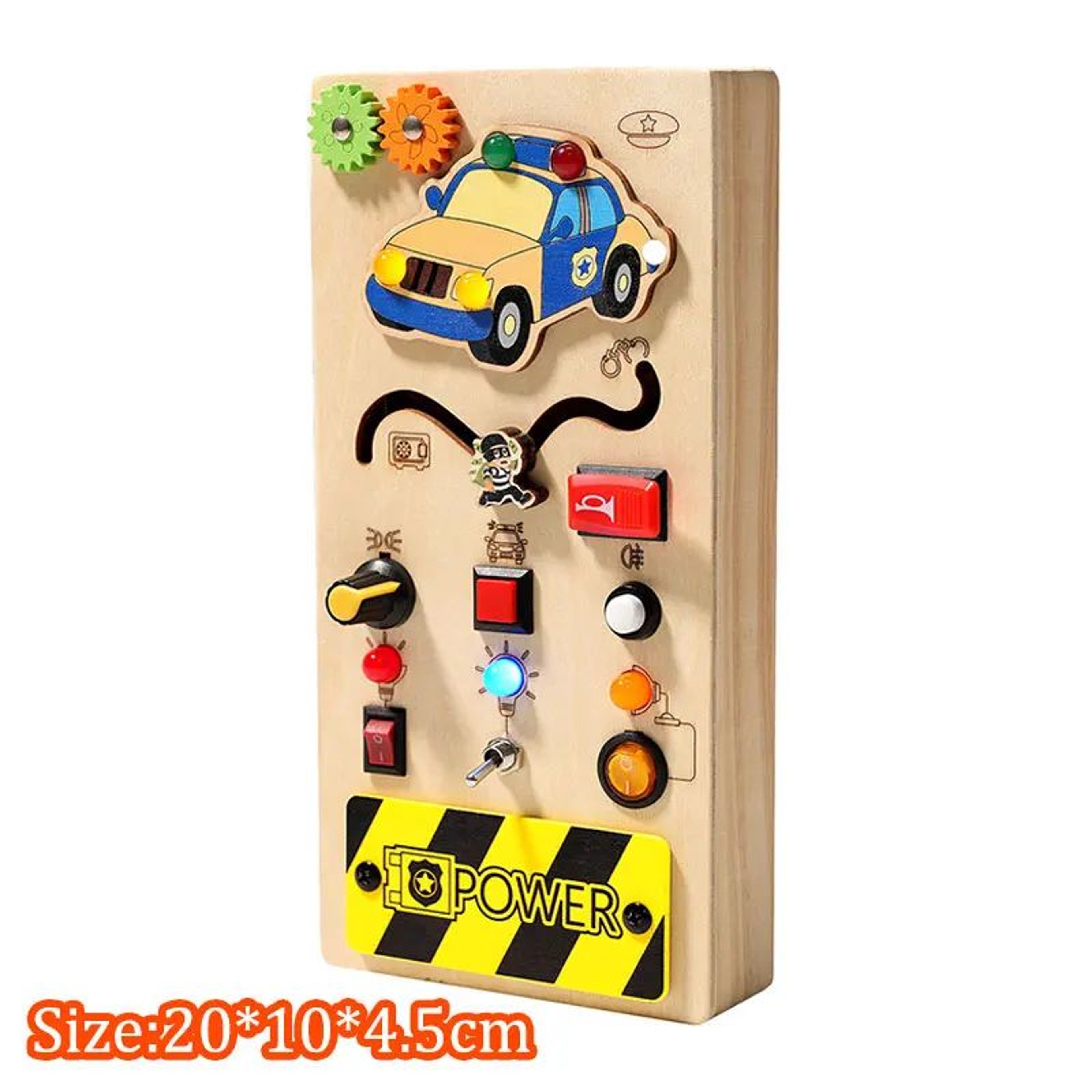 Montessori Busy Board Steering Wheel Dashboard With Lights  Switches  Portable Driving Activity Toy 8