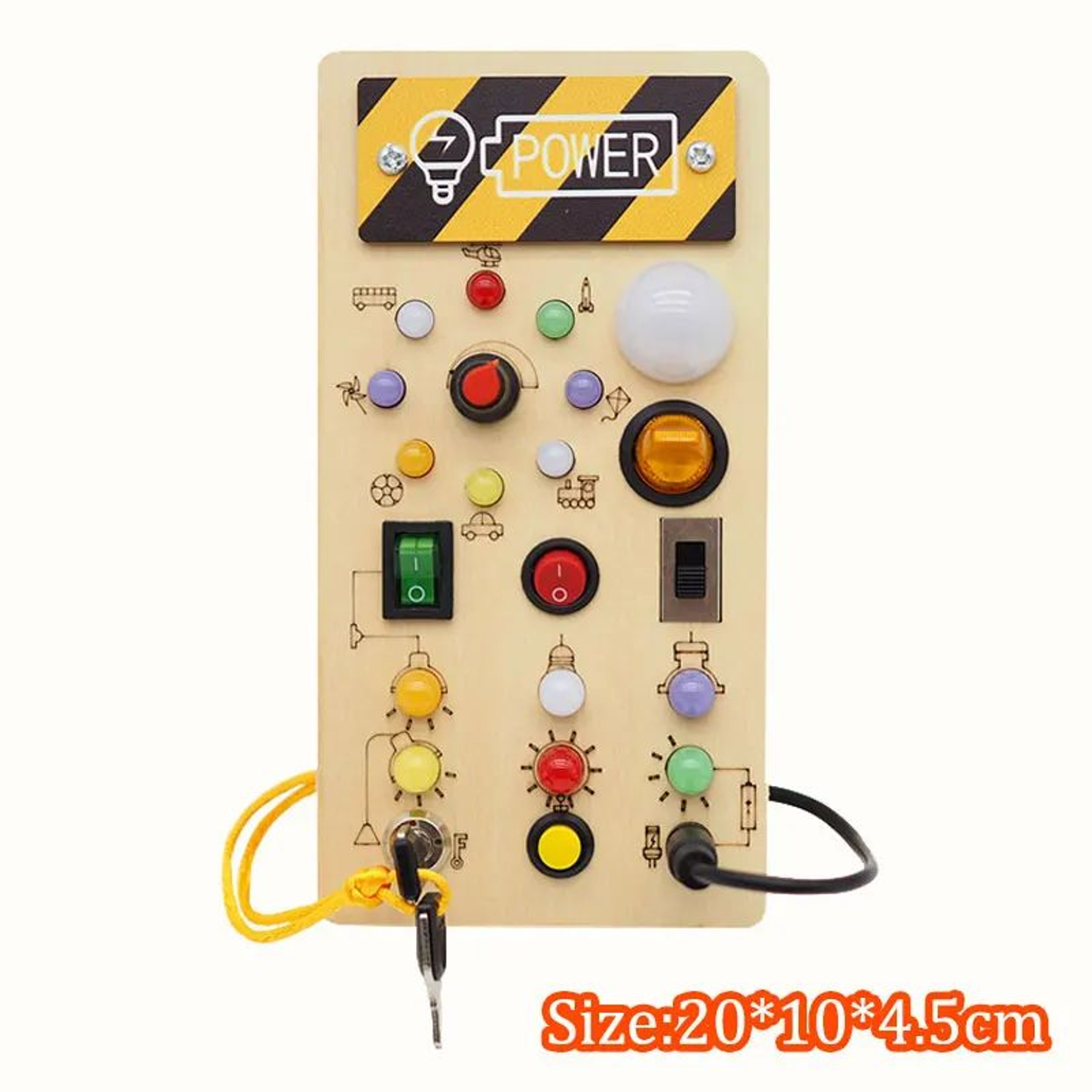 Montessori Busy Board Steering Wheel Dashboard With Lights  Switches  Portable Driving Activity Toy 9