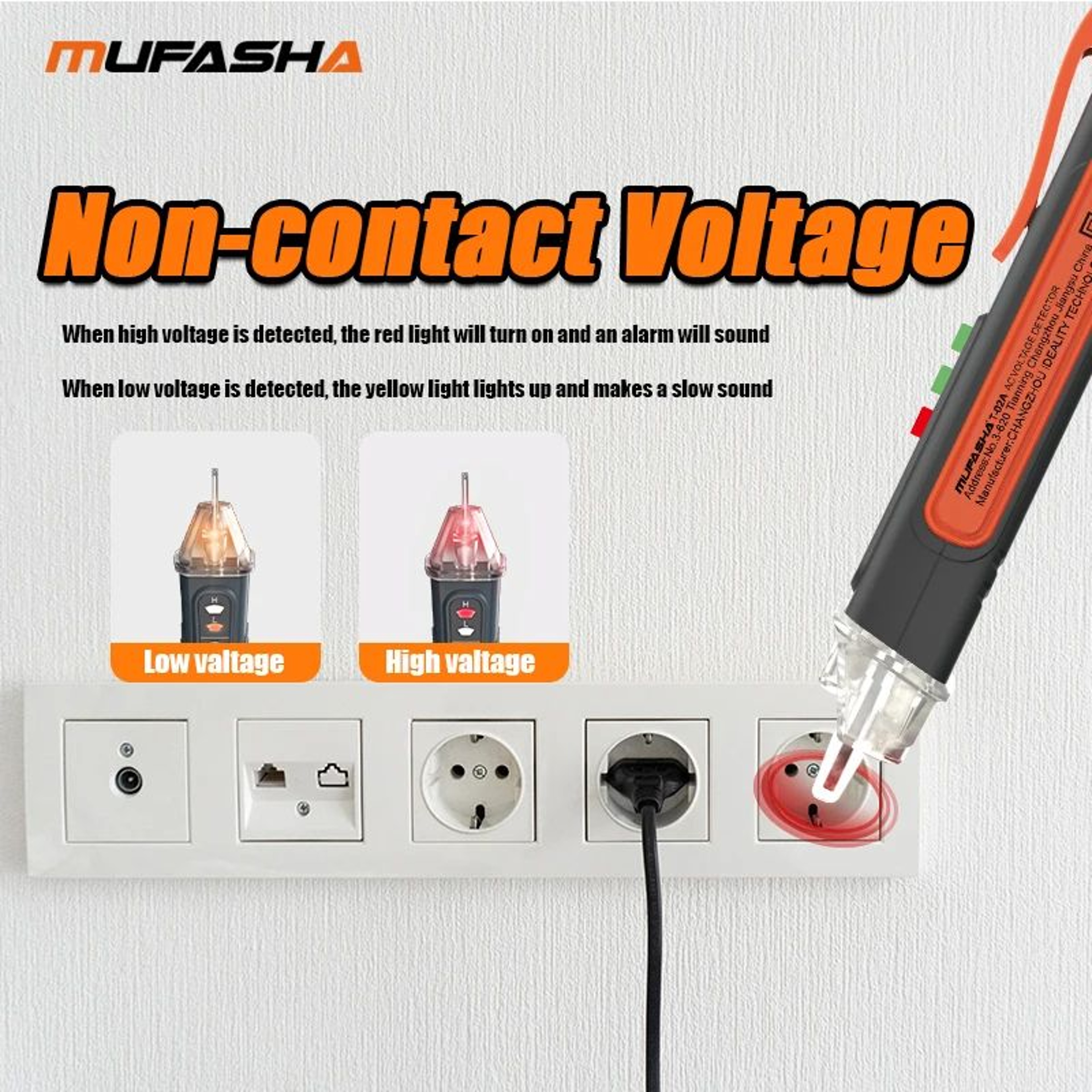 MUFASHA Non Contact Voltage Tester Pen 121000V AC Live Wire Detector With Breakpoint Finder 2