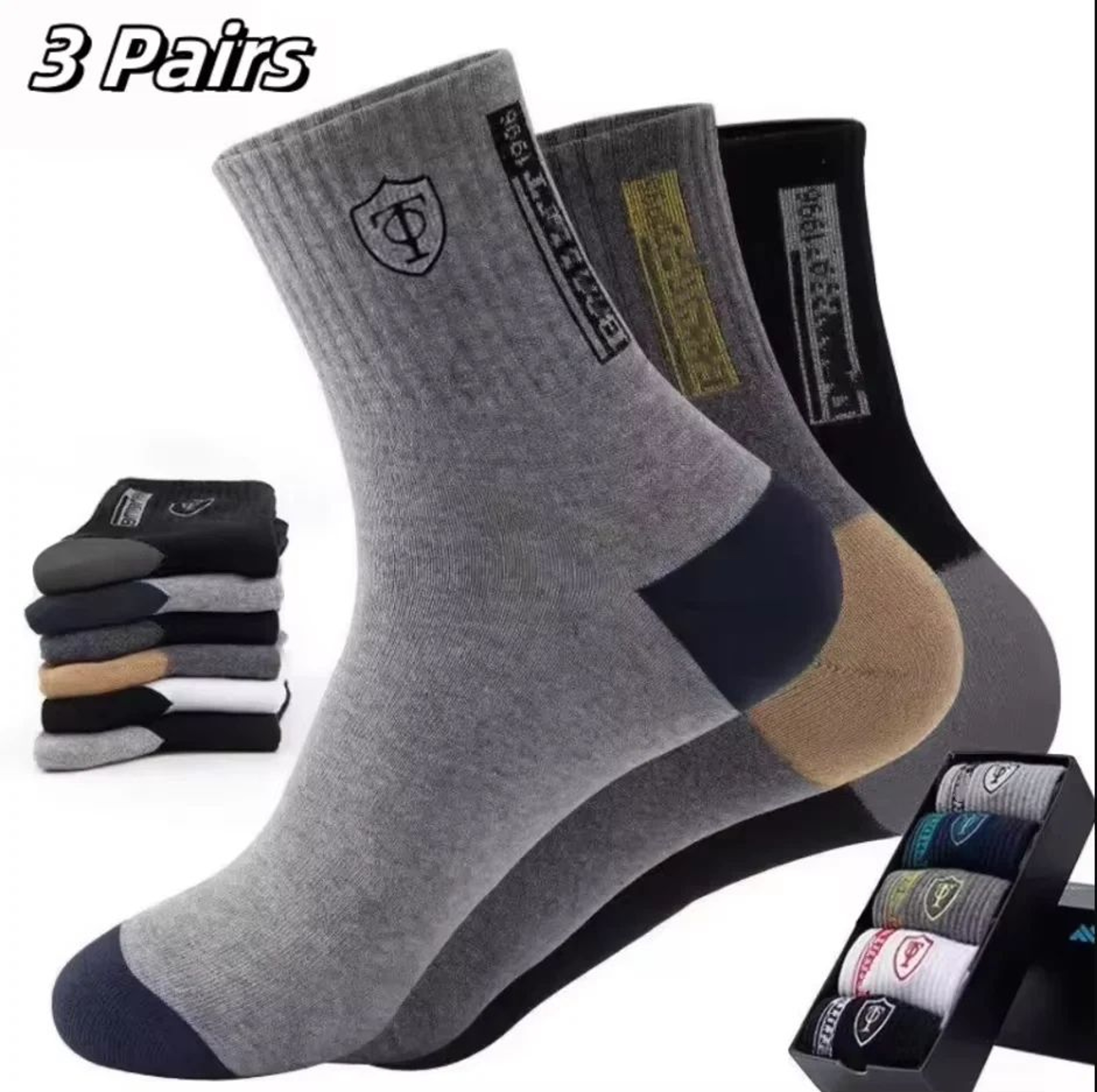 Mens Bamboo Socks 5Pack Breathable Cotton Blend MoistureWicking OdorResistant Dress  Sport Crew Soc 6
