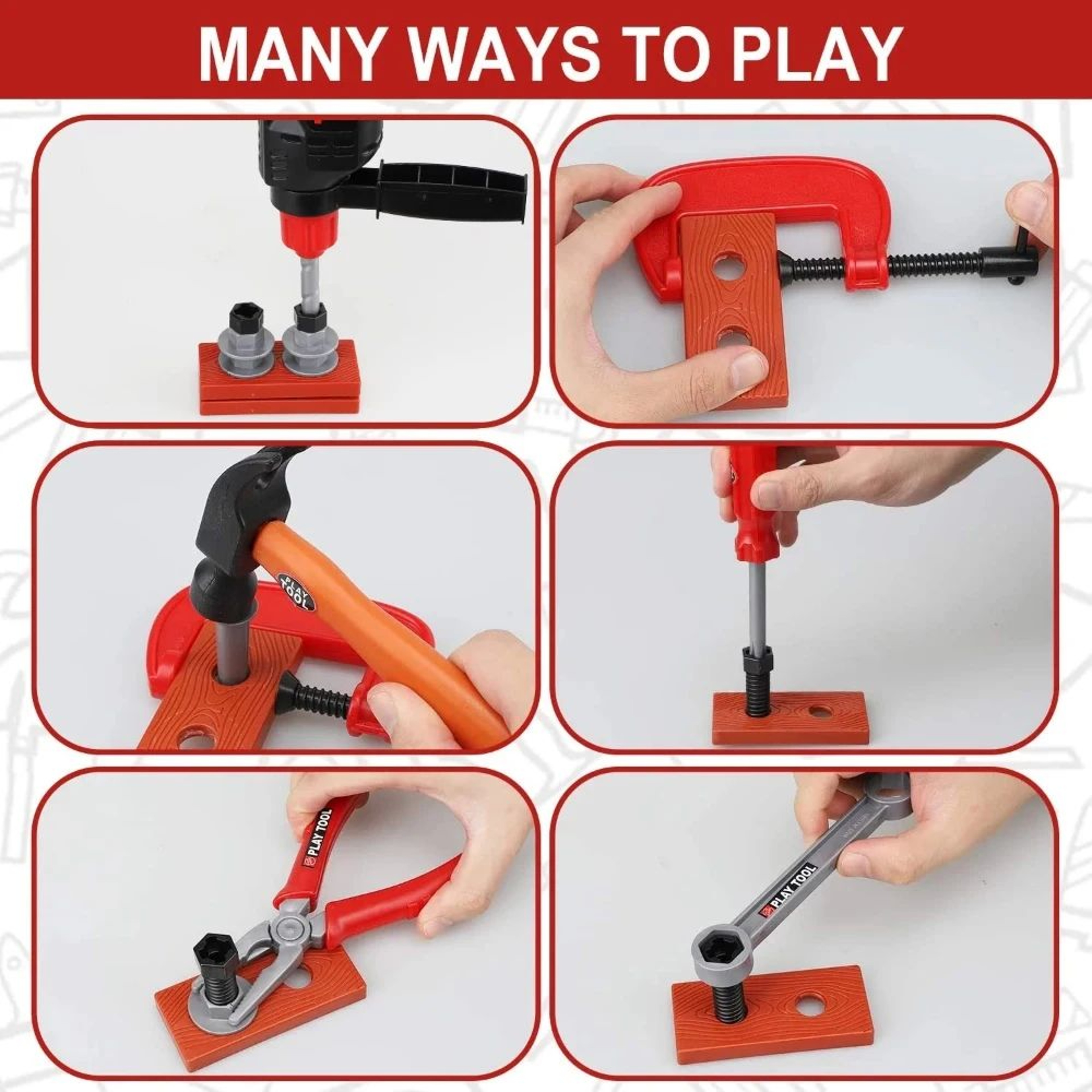 41Piece Kids Tool Set With Toy Drill Pretend Play Construction Tools Kit 4