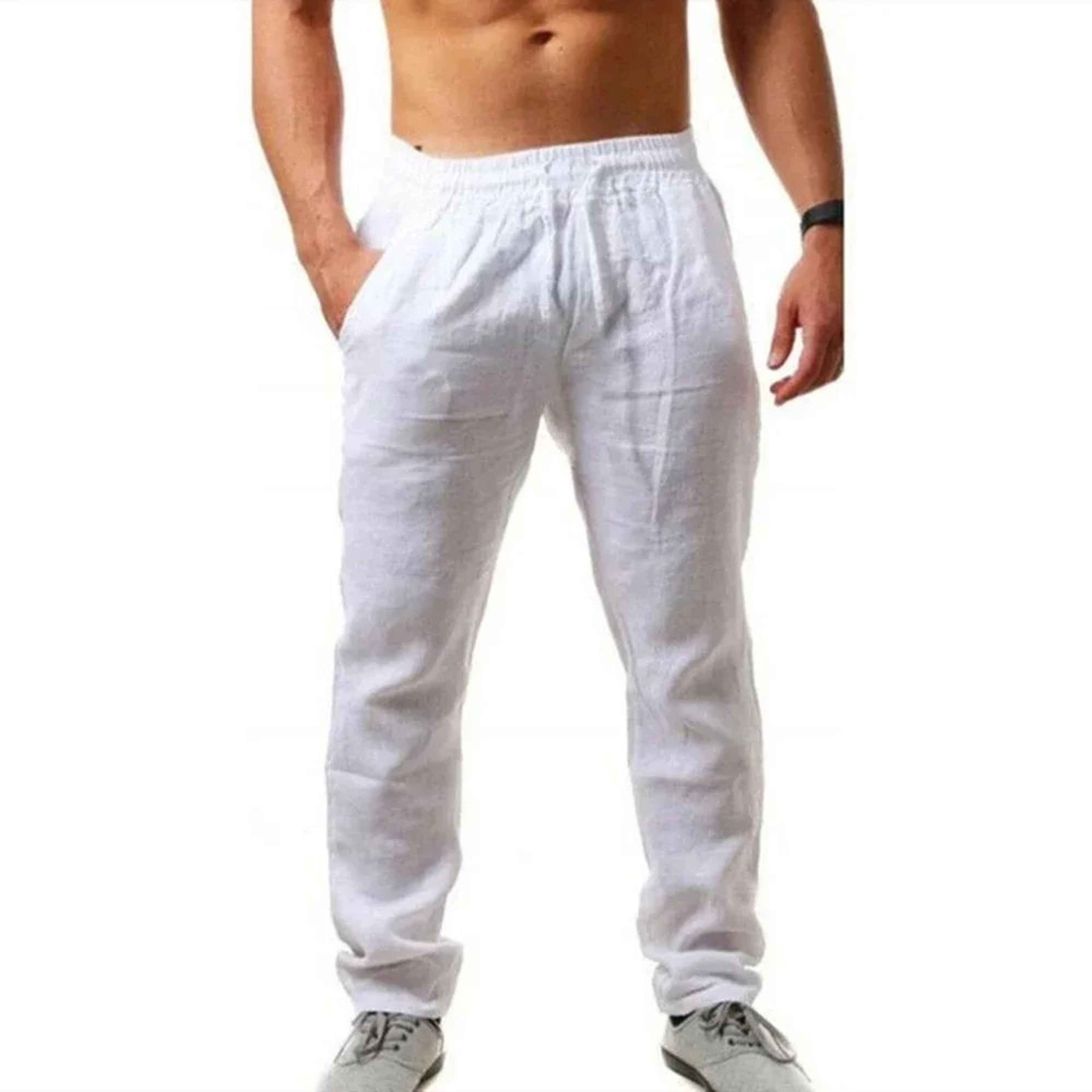 Mens Linen Jogger Pants  Breathable Summer Pants With Easy Stretch Comfort 8