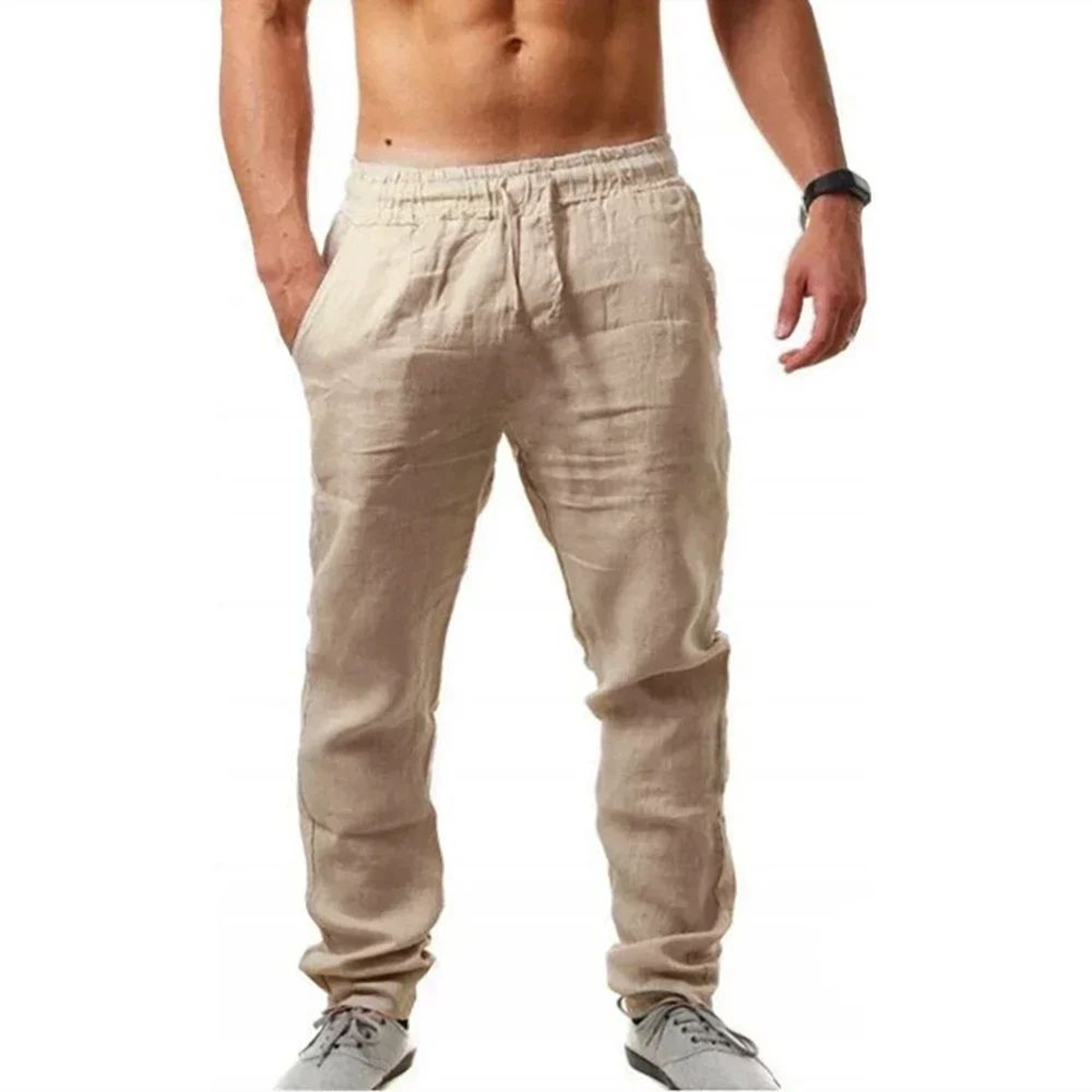 Mens Linen Jogger Pants  Breathable Summer Pants With Easy Stretch Comfort 11