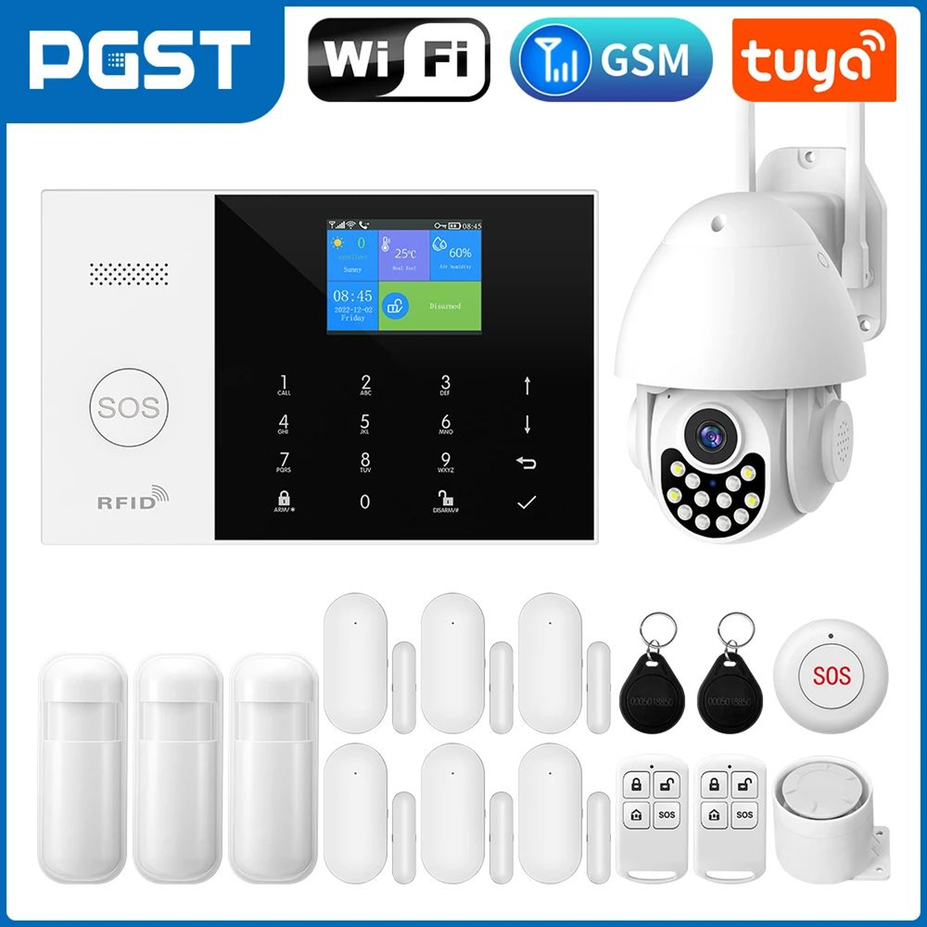 PGST Tuya GSM WiFi Alarm System With Smart Life App  Alexa Control For Home Security 15