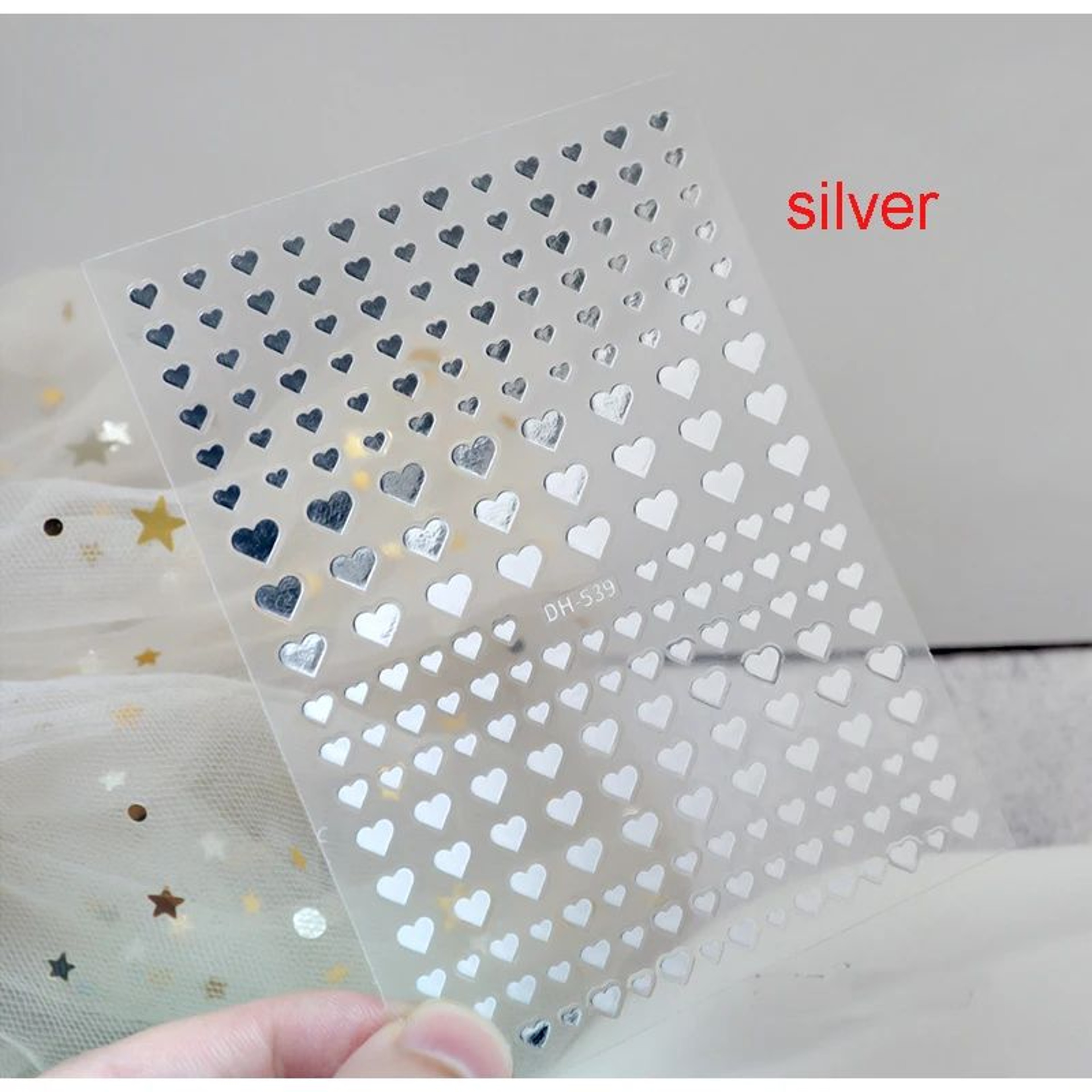 Romantic 3D Nail Art Stickers Set  Self Adhesive Nail Decals For French Tips Hearts Stars  Clouds 7
