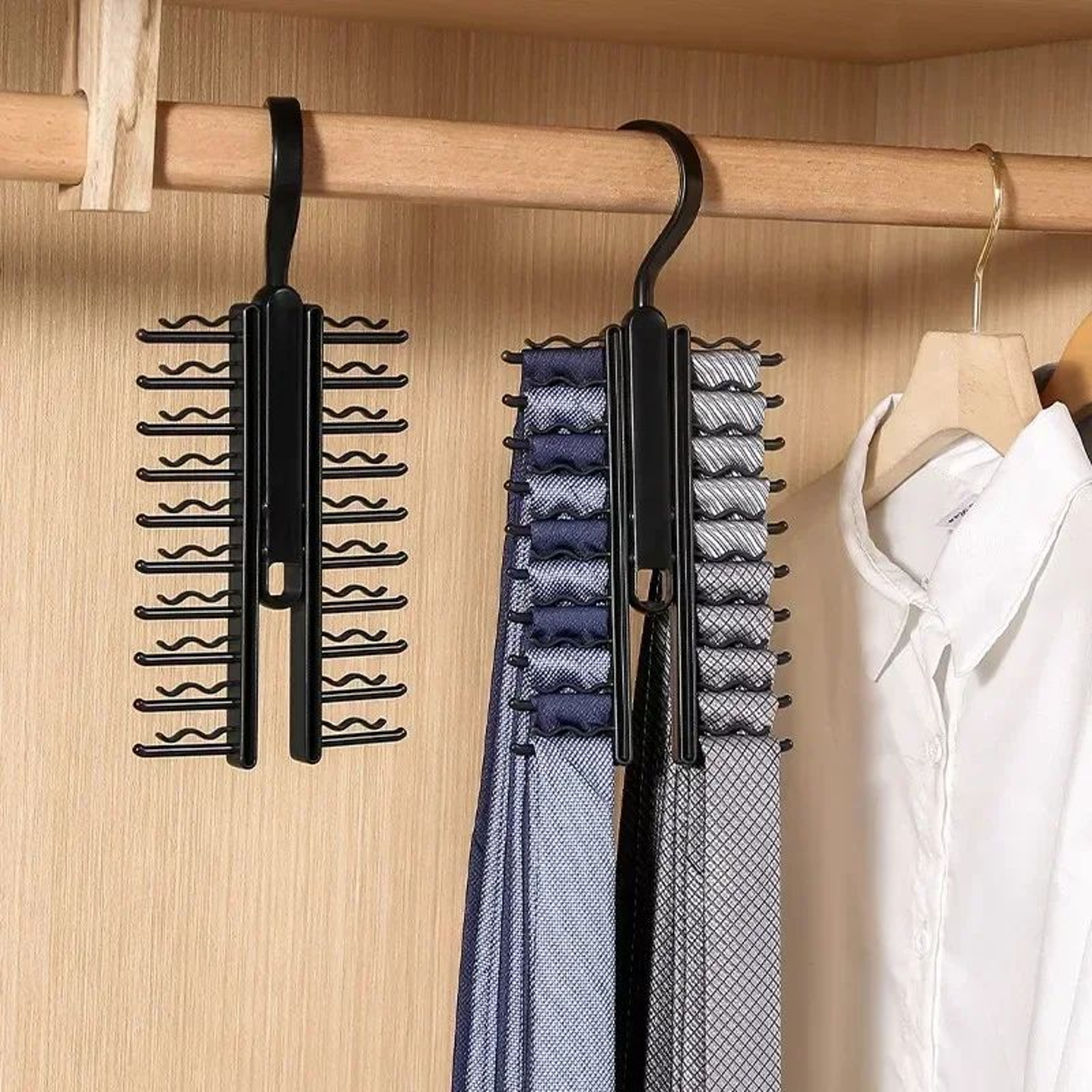 Rotating Tie Hanger 20Row Closet Rack Necktie  Belt Organizer With NonSlip Hooks 3