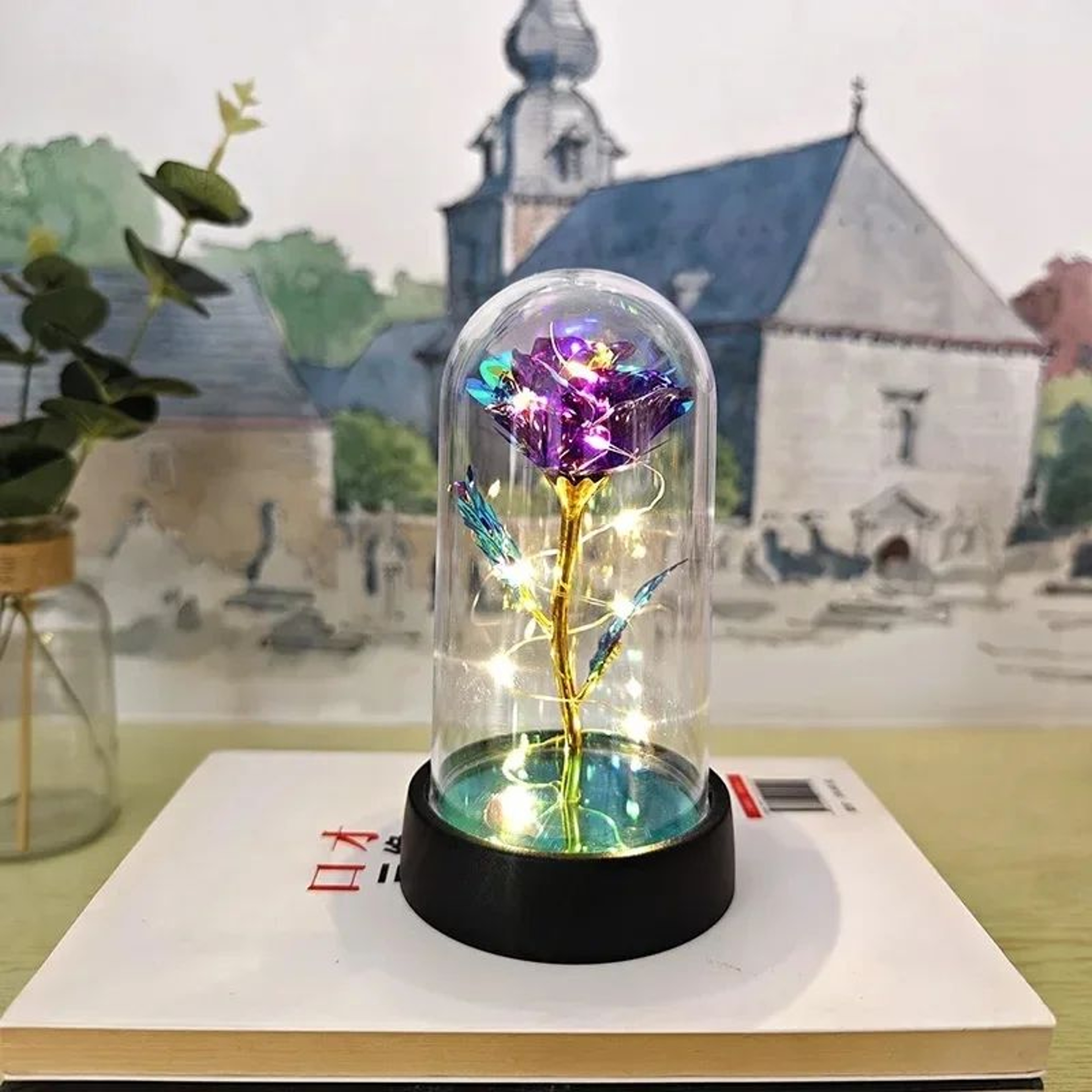Eternal Rose In Glass Dome With LED Lights  Romantic Eternal Rose Gift Night Light For Her 9