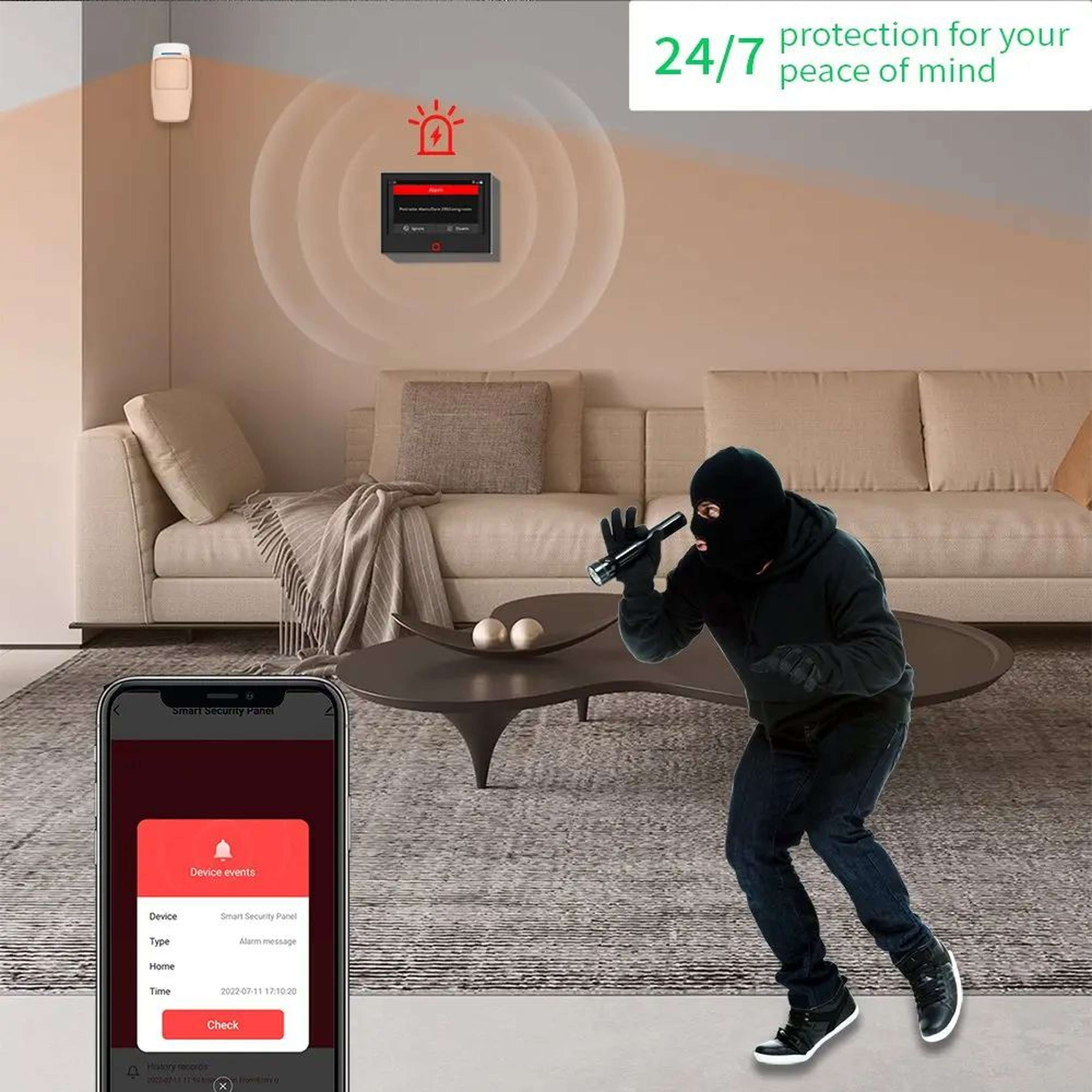 Staniot 7 Wireless Home Alarm System With WiFi 4G Security Alarm Backup 115dB Siren  5000mAh Batter 3