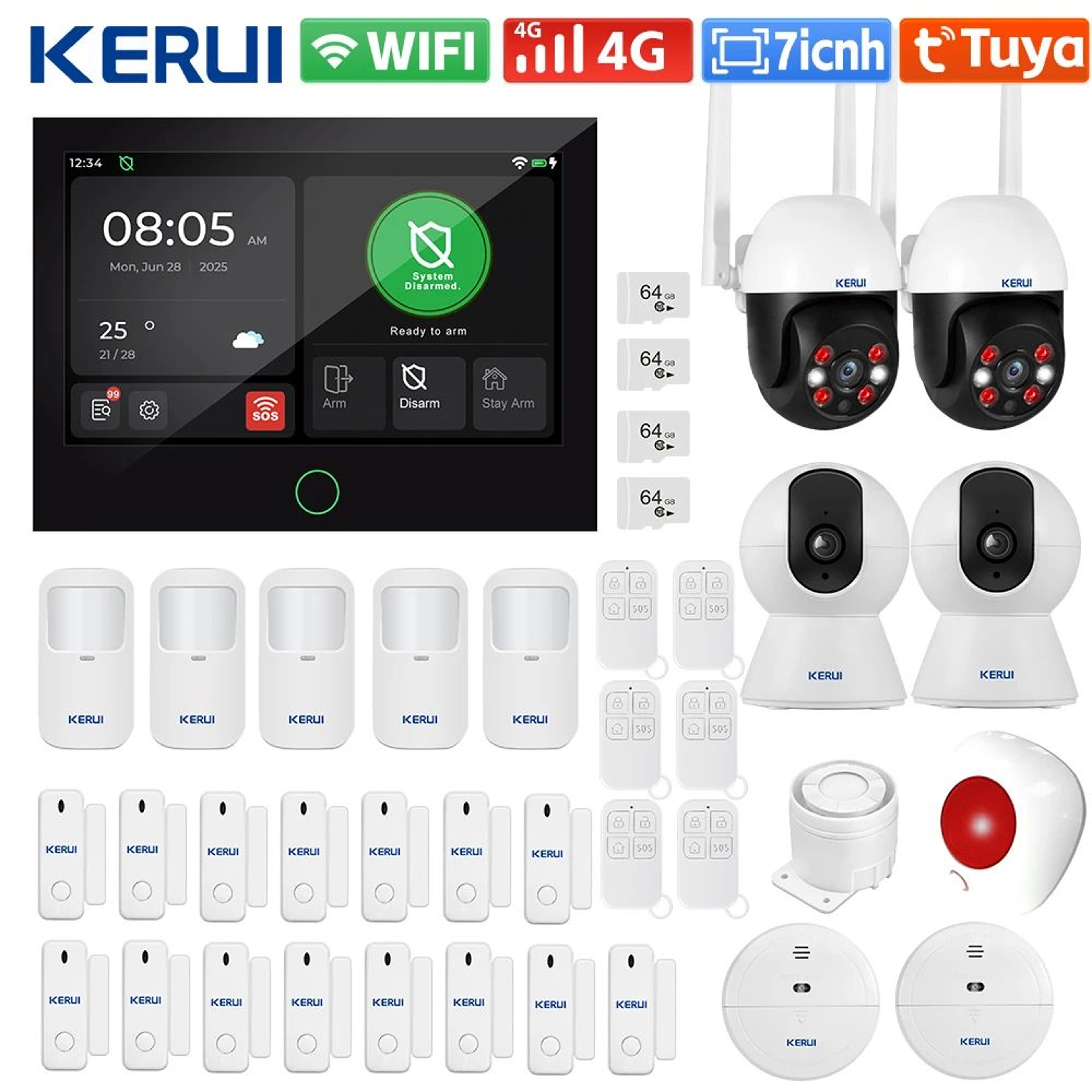 KERUI G70 Tuya Home Alarm System  7 Touchscreen Panel With 4G  WiFi Backup Wireless Security Kit 9