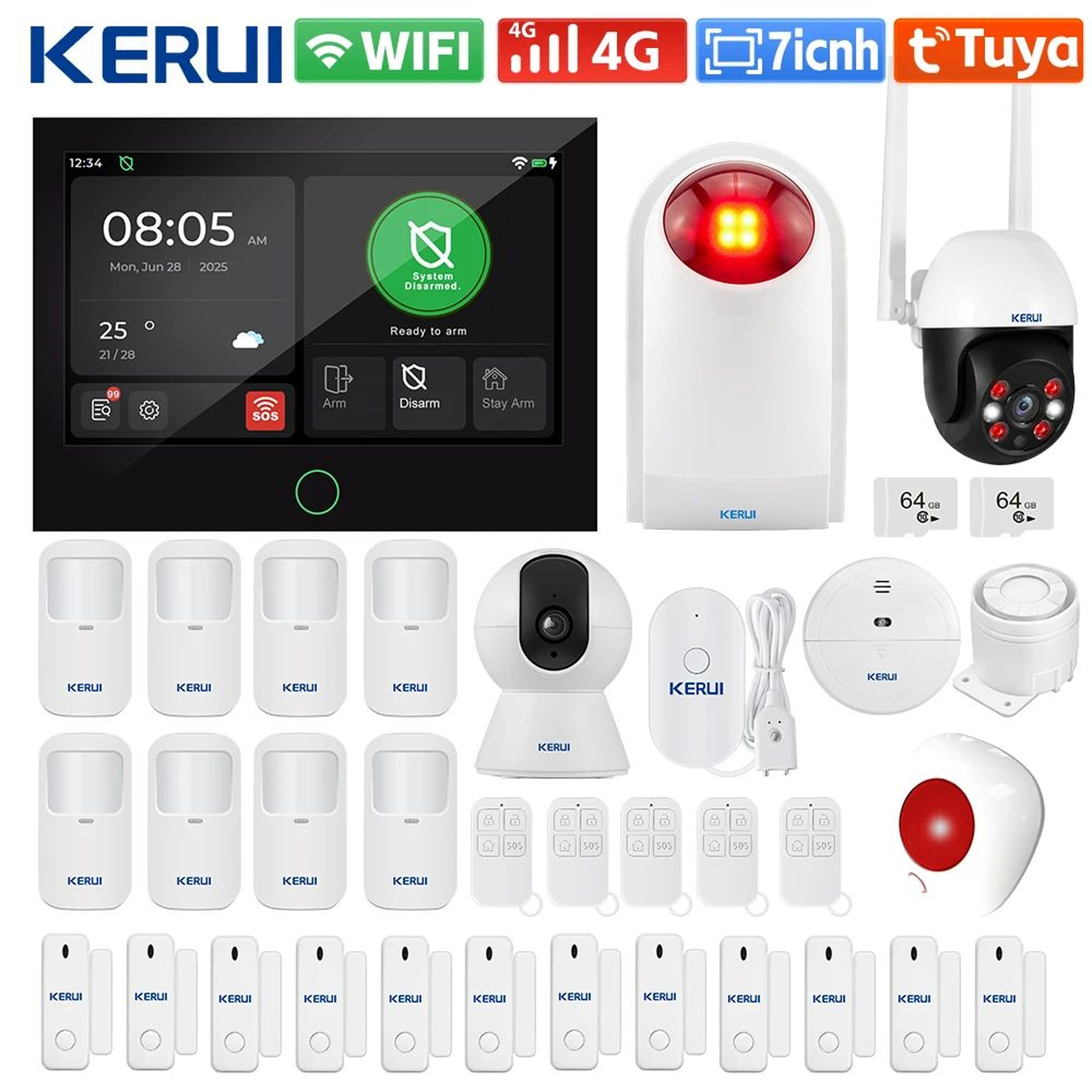 KERUI G70 Tuya Home Alarm System  7 Touchscreen Panel With 4G  WiFi Backup Wireless Security Kit 10