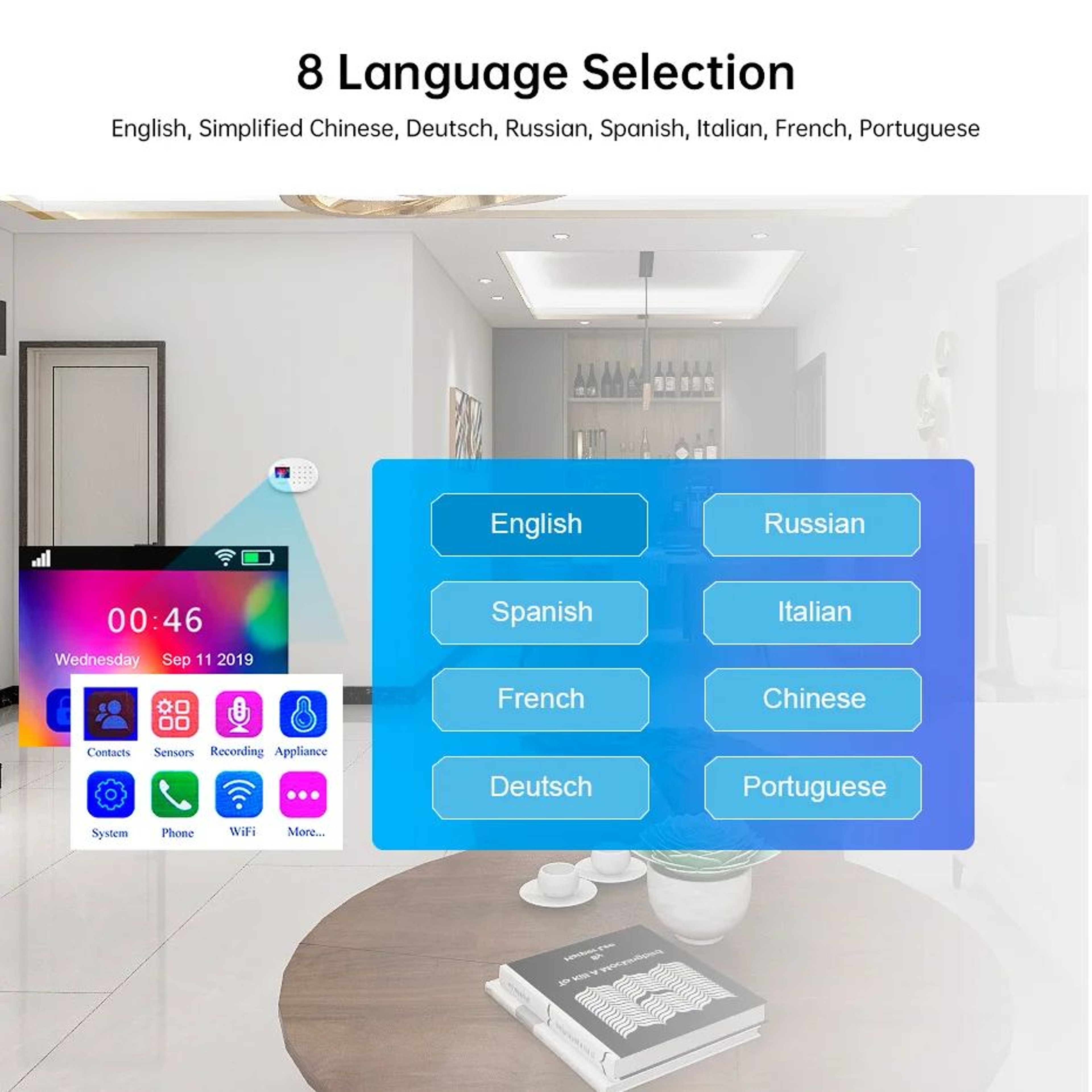 KERUI Tuya Wireless Home Security System Kit  WiFi GSM Alarm System 433MHz With Motion Sensor 4