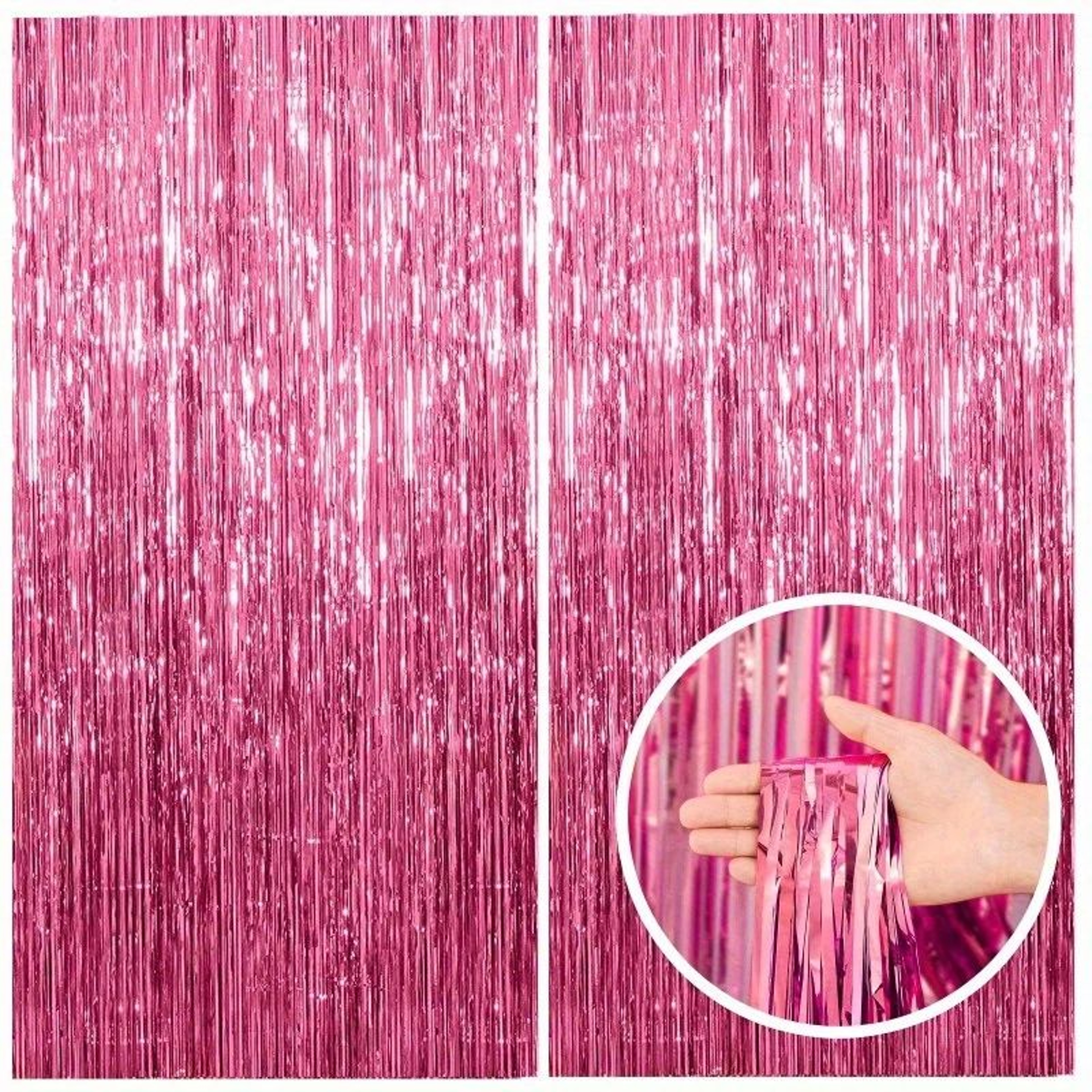 Pink Sparkle Rain Fringe Curtain Backdrop Set 13pcs For Photo Booth  Parties 0