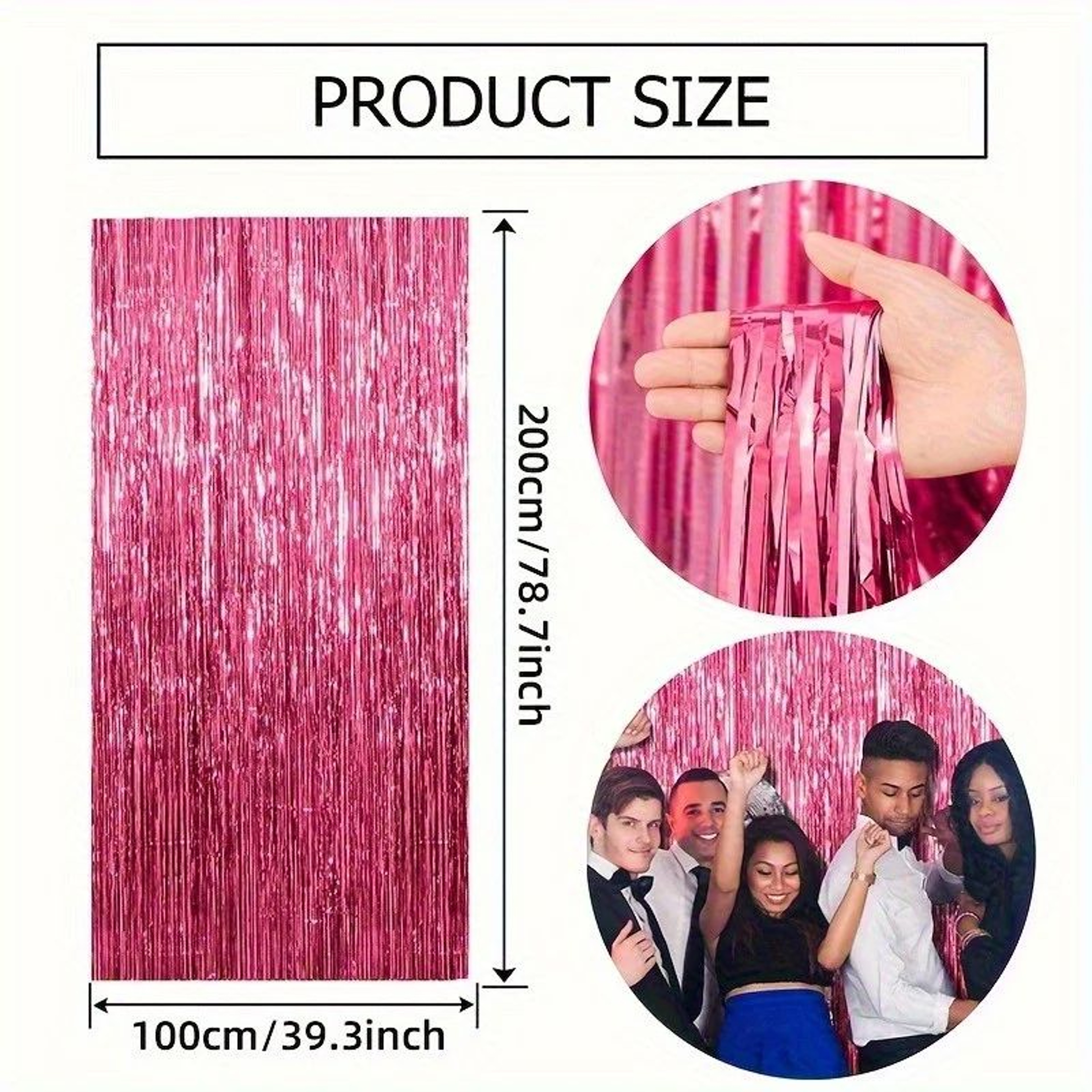 Pink Sparkle Rain Fringe Curtain Backdrop Set 13pcs For Photo Booth  Parties 5