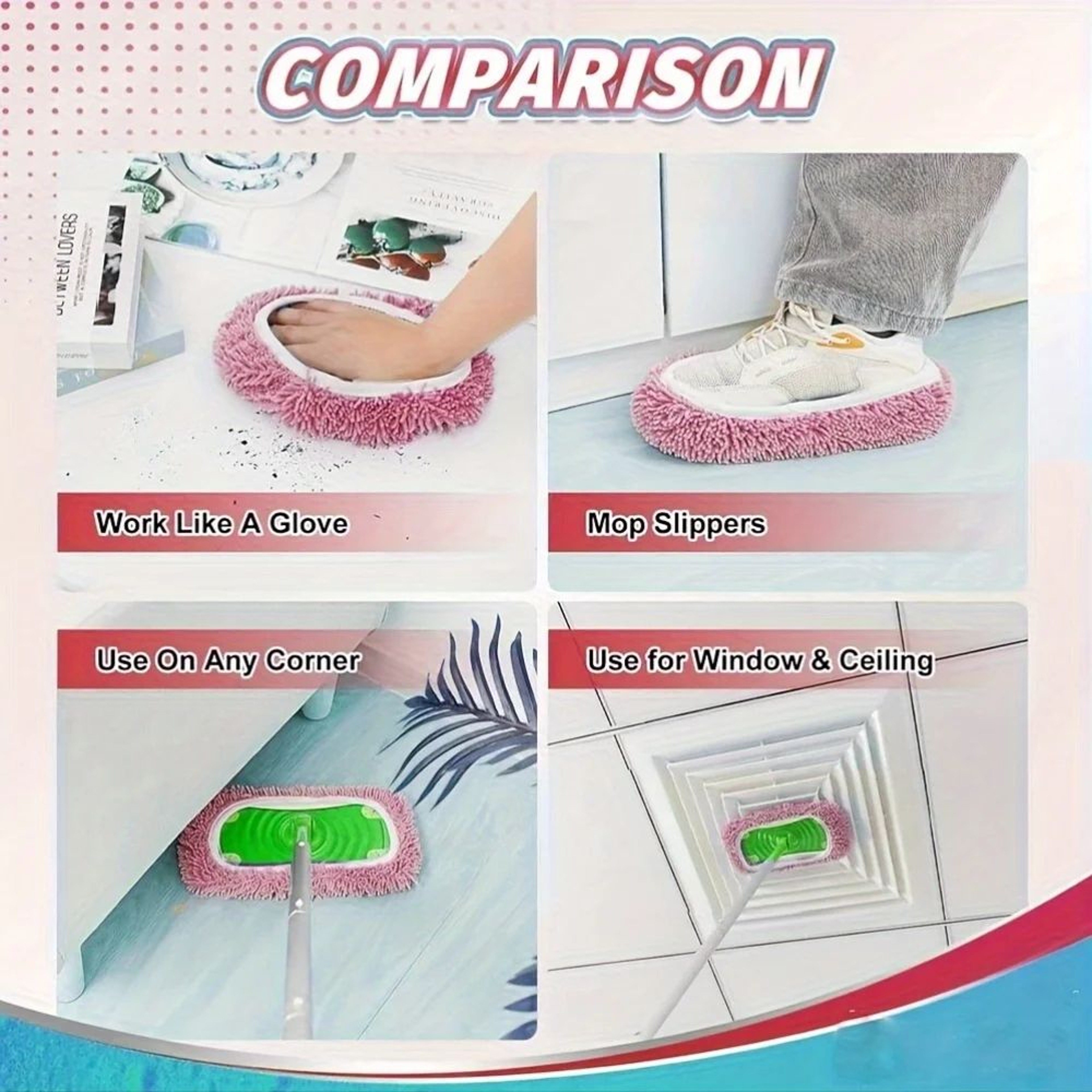 2Pack Chenille Reusable Mop Pads For SwifferStyle Sweepers Washable Dry Sweeping Refills 3