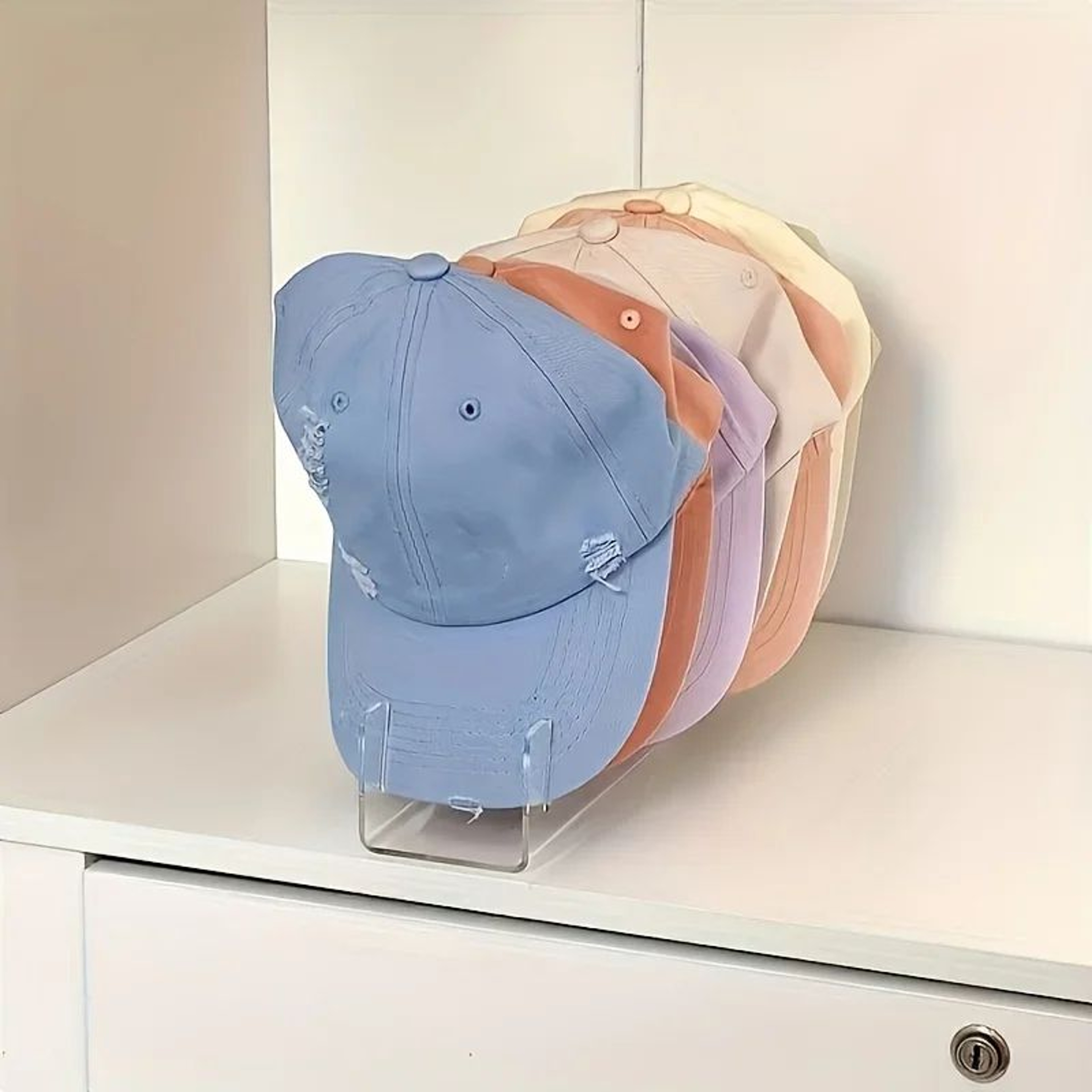 Clear Acrylic Baseball Cap Organizer Stand  MultiSlot Cap Storage Rack  Hat Display 2