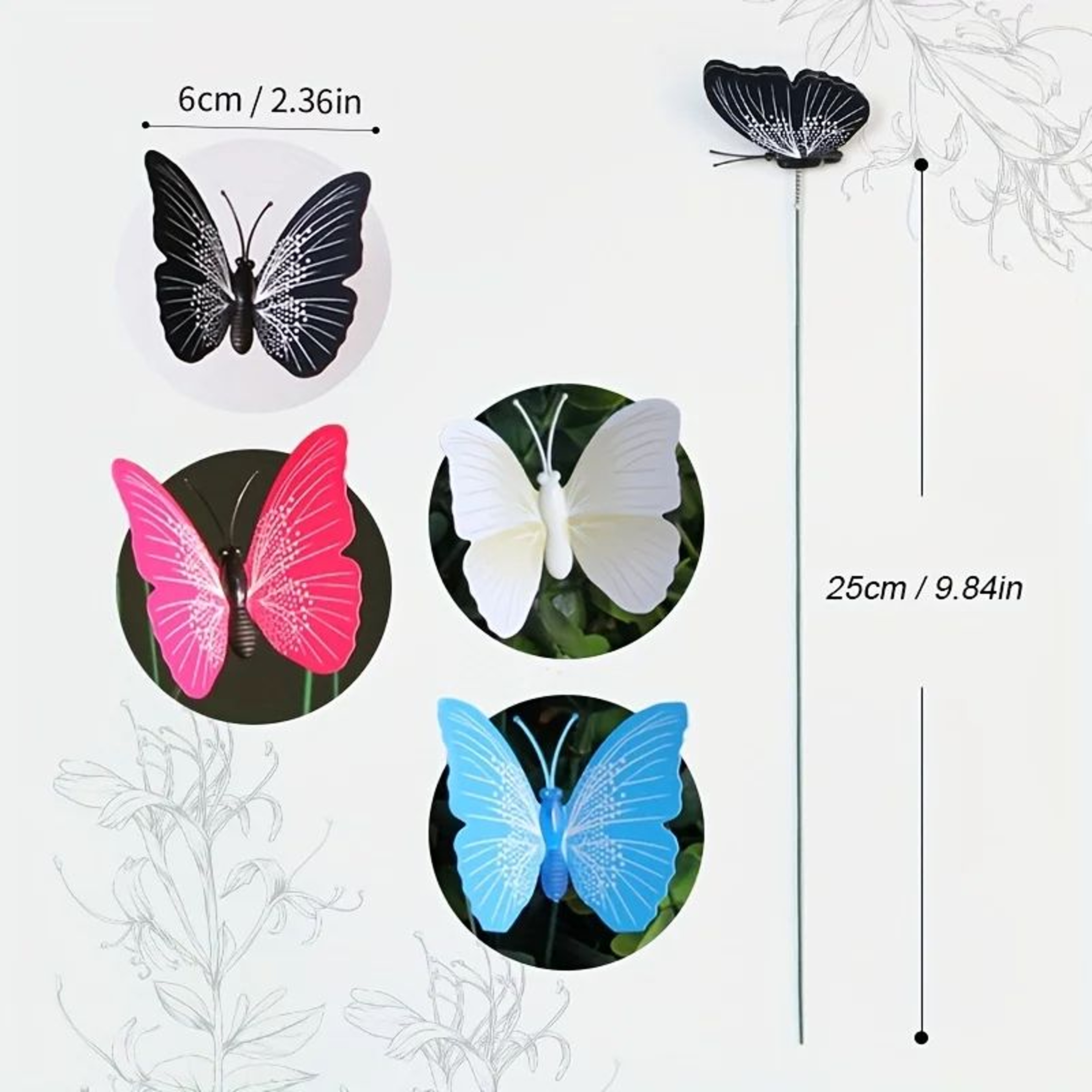 20Pack Realistic Butterfly Garden Stakes For Pots Planters  Outdoor Yard Decor 5