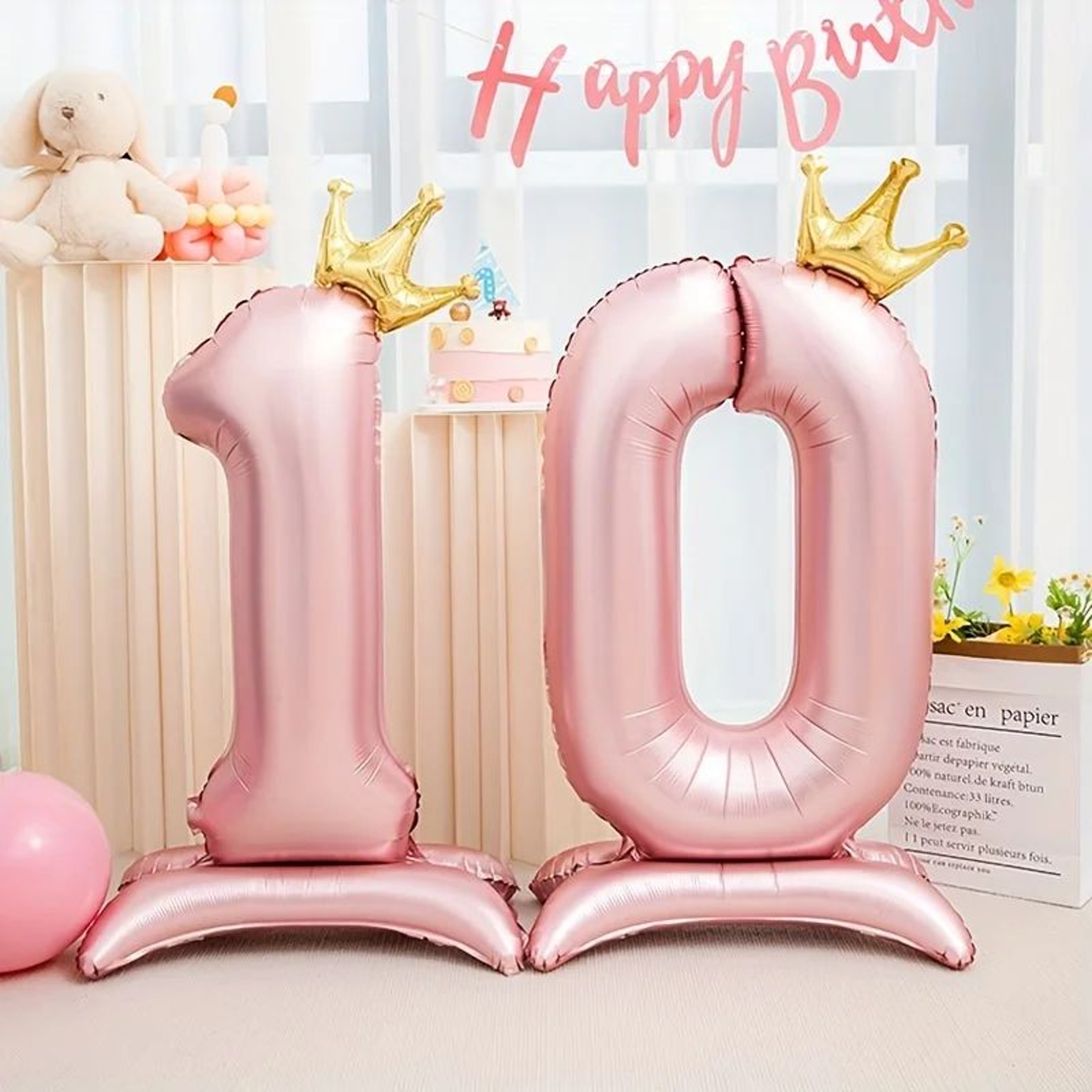 42Inch Princess Crown Number Balloon  Pink Foil Birthday Party Decor 1
