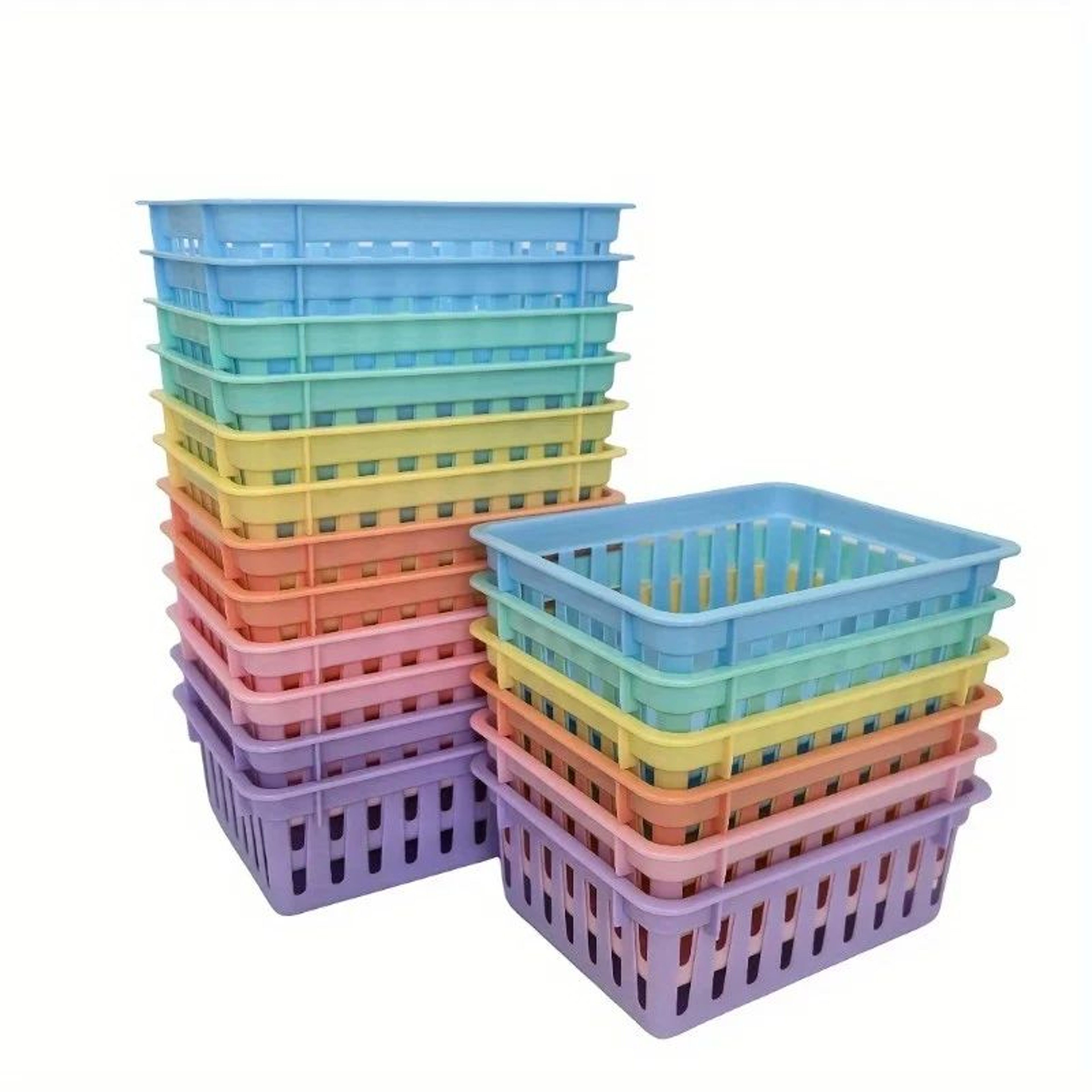 Macaron MultiUse Desktop Storage Baskets  Set Of 6 Plastic Organization Boxes For Office Classroom  0