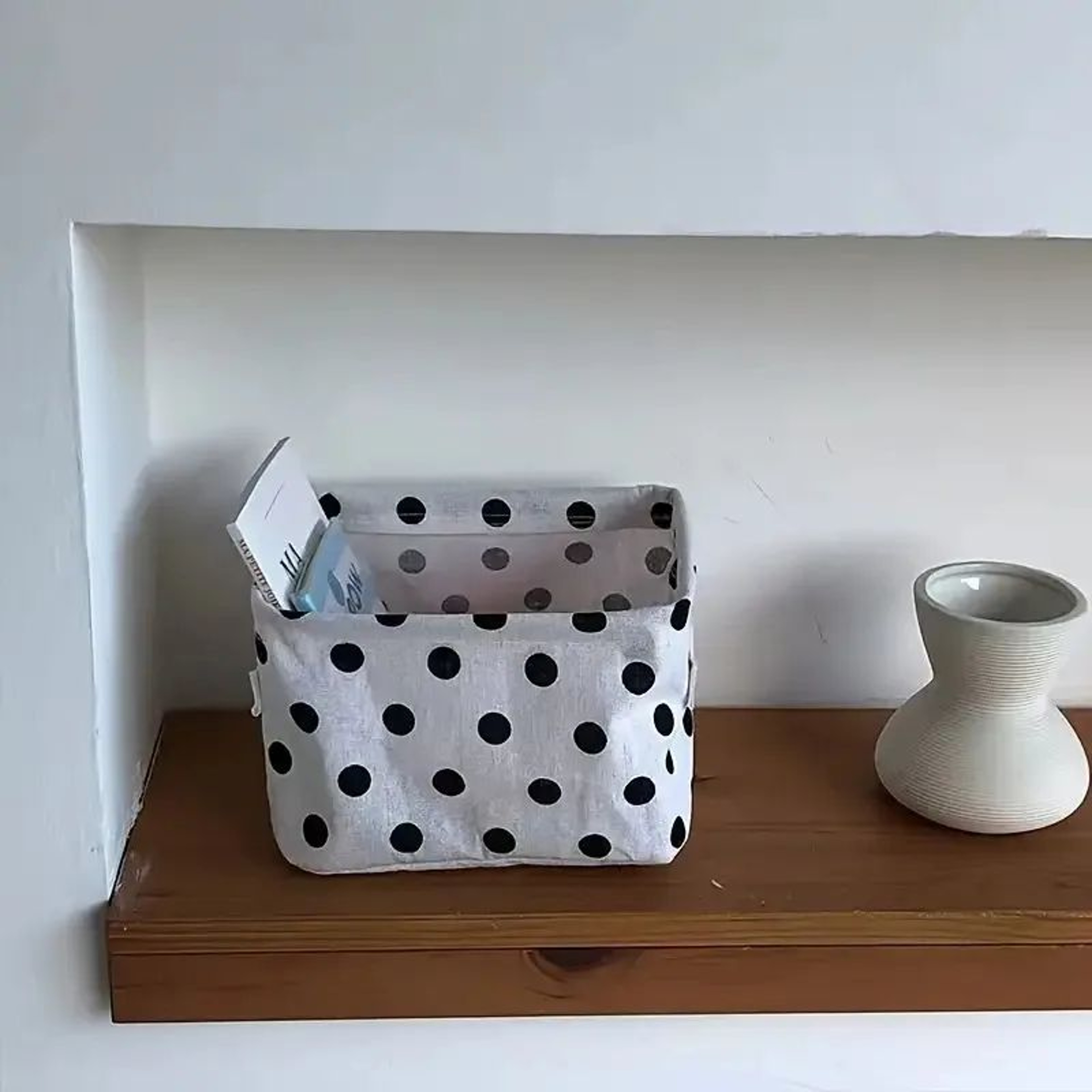 Foldable Cotton  Linen Desktop Storage Baskets 2Pack  Waterproof Canvas Organizer With Handles 3
