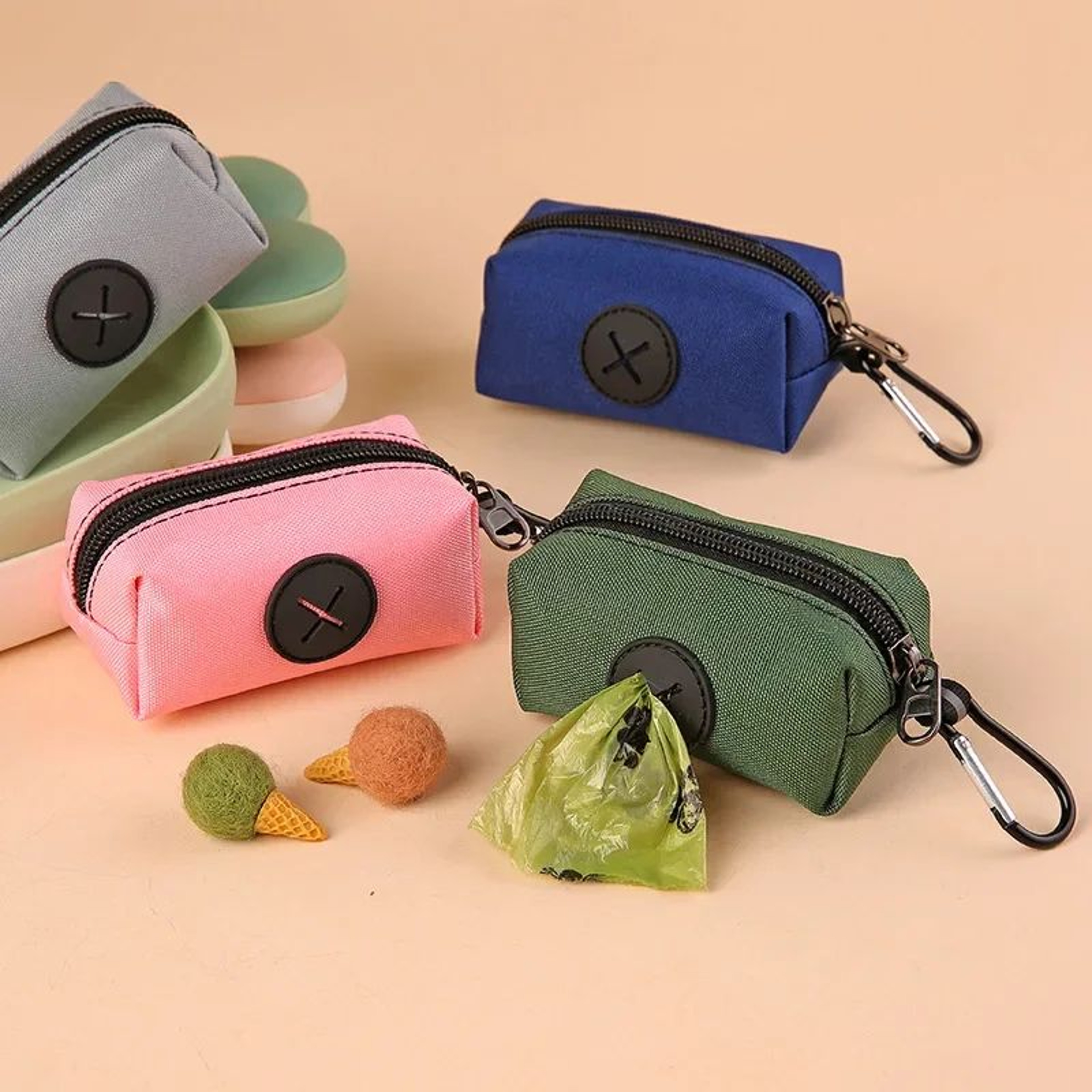 Canvas Dog Poop Bag Holder With Carabiner Clip  Durable Poop Bag Dispenser For OntheGo Walks 0