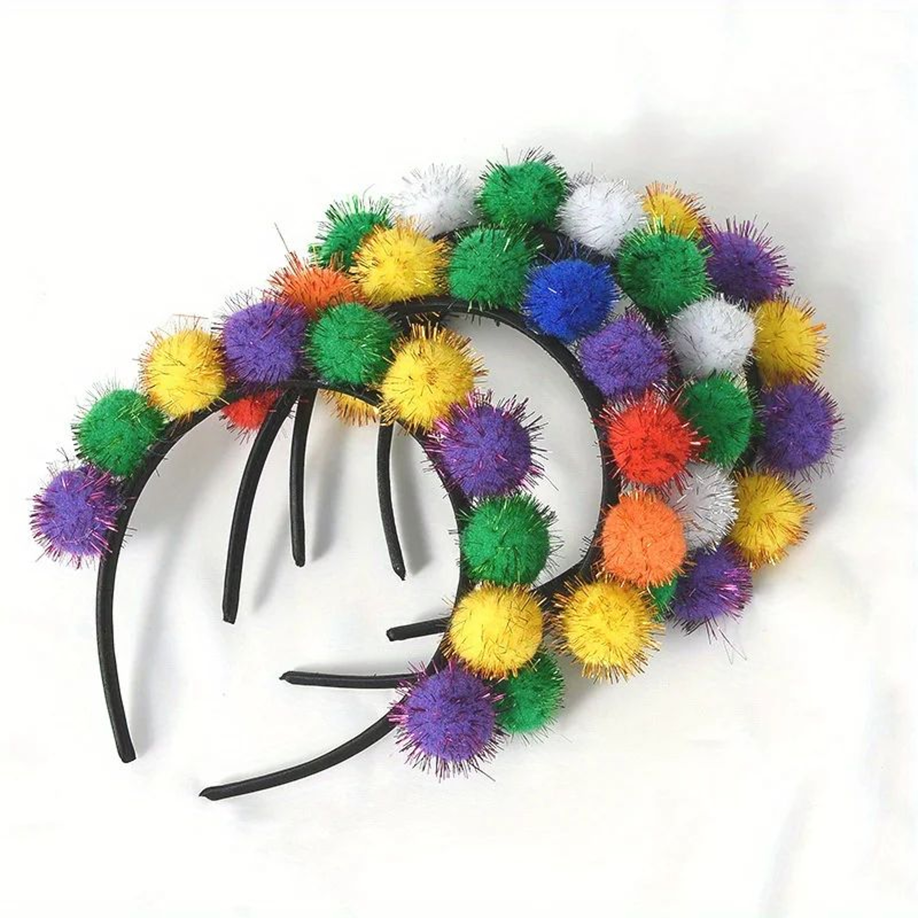 Mardi Gras Headband Plush Pom Carnival Hair Accessory For Parades  Parties 1