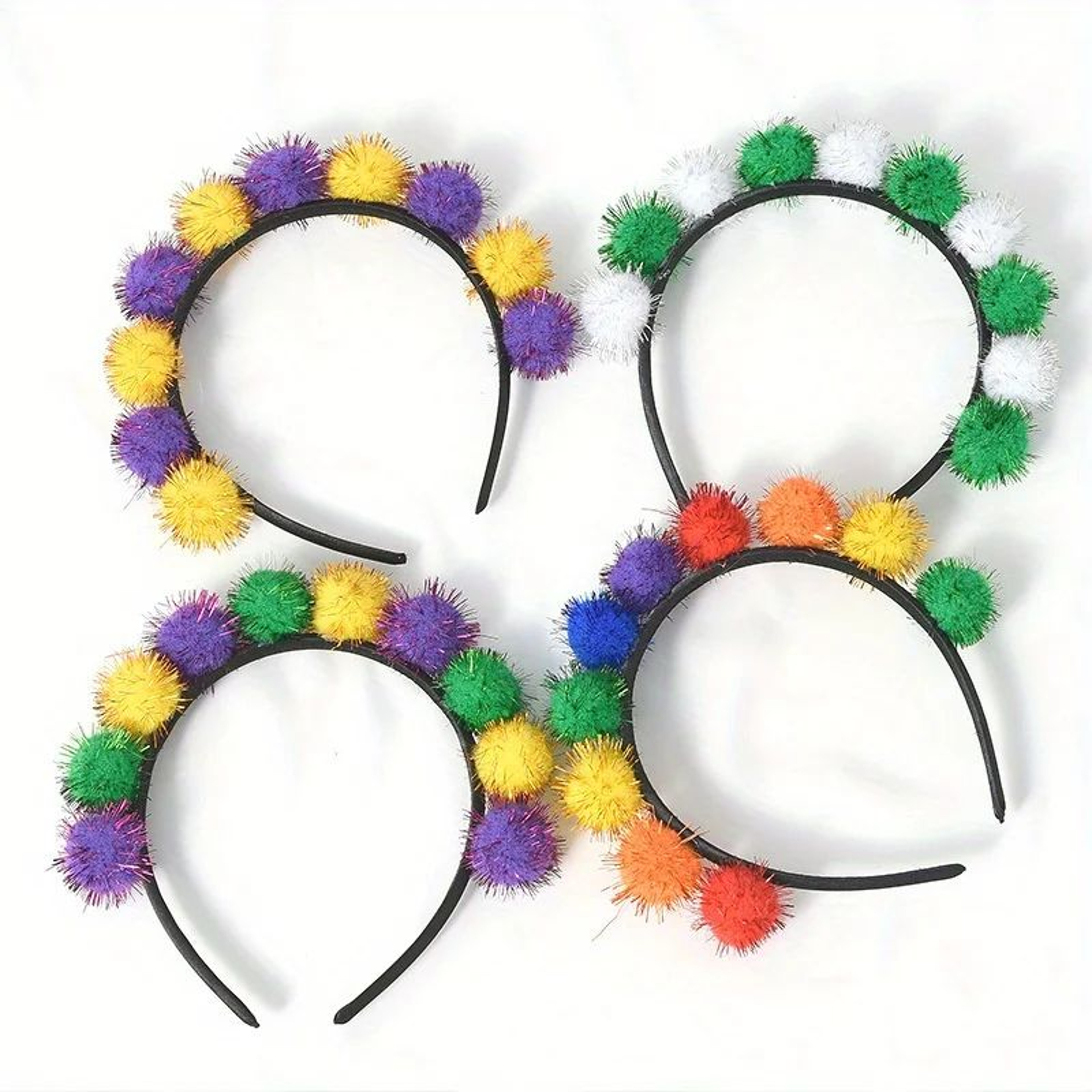 Mardi Gras Headband Plush Pom Carnival Hair Accessory For Parades  Parties 3