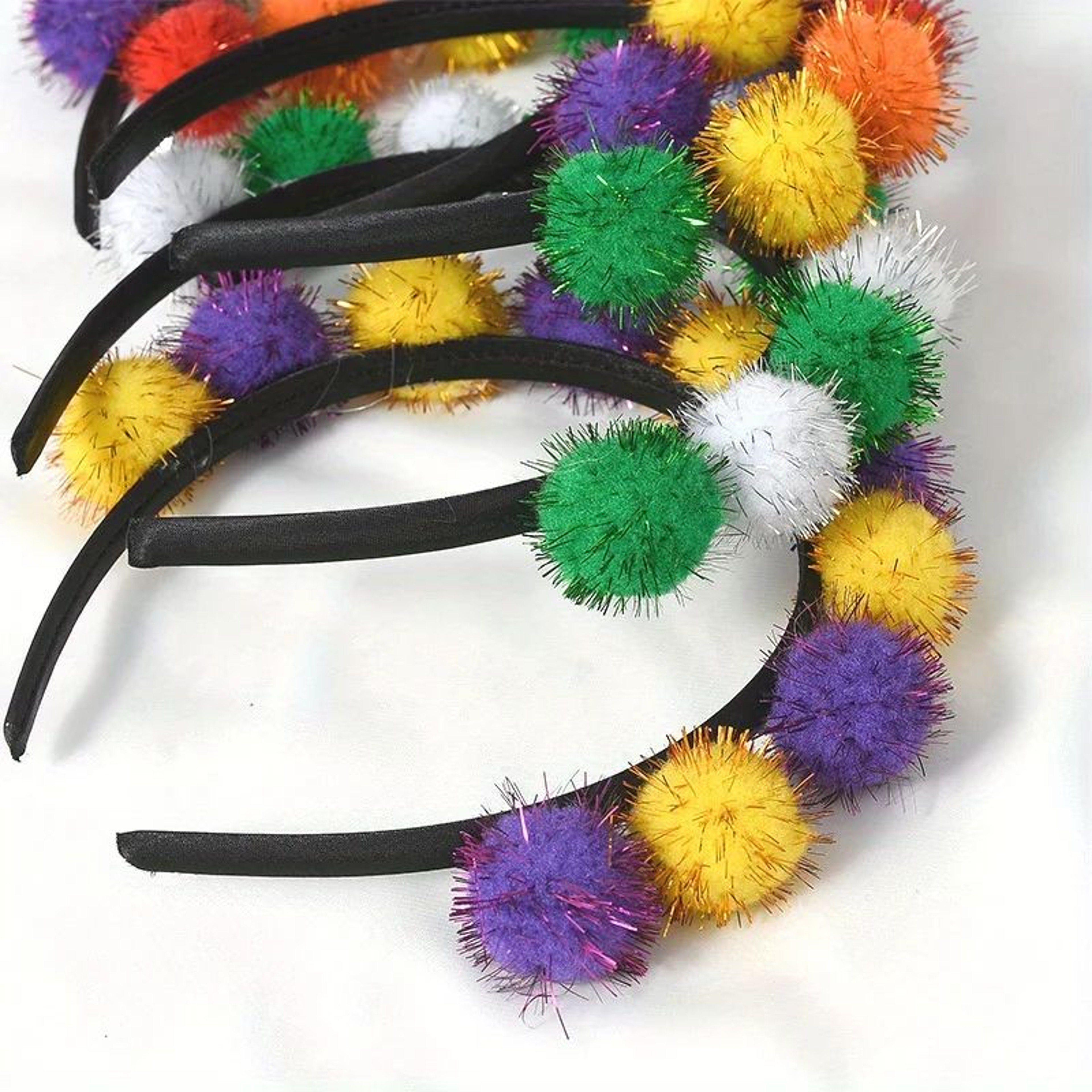 Mardi Gras Headband Plush Pom Carnival Hair Accessory For Parades  Parties 4
