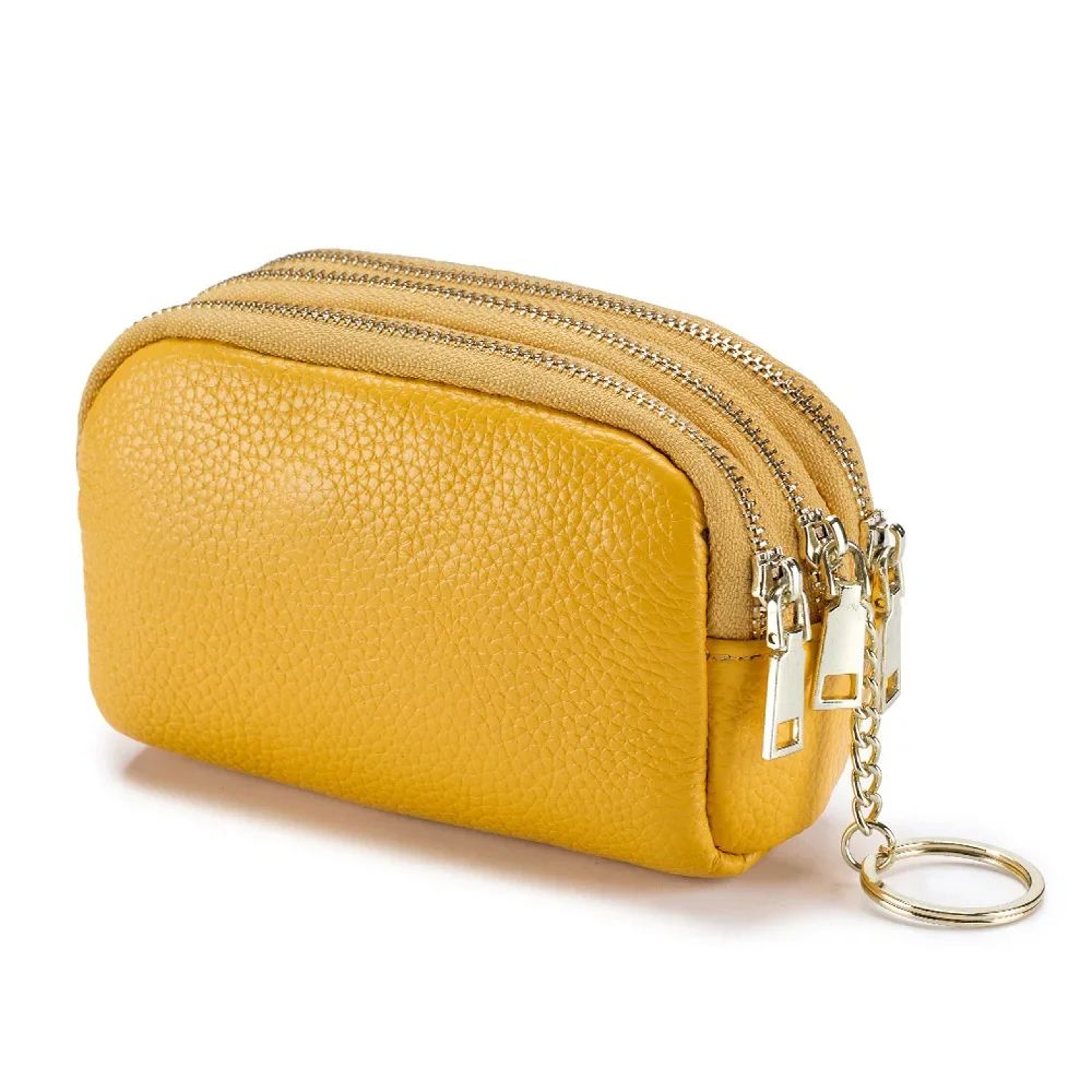 DoubleLayer Cowhide Womens Wallet  Large Capacity Zip Coin Purse  Card Organizer 15