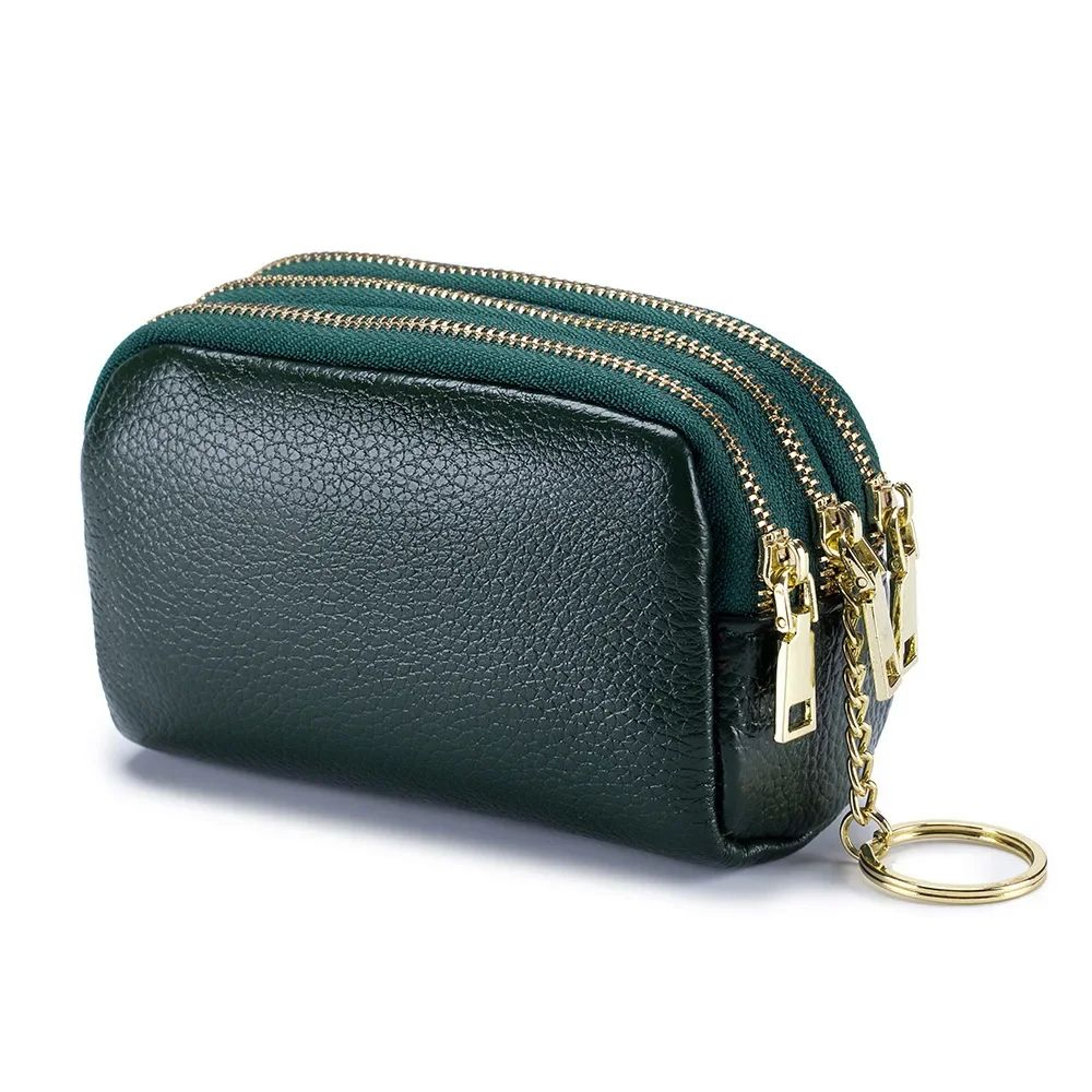 DoubleLayer Cowhide Womens Wallet  Large Capacity Zip Coin Purse  Card Organizer 8