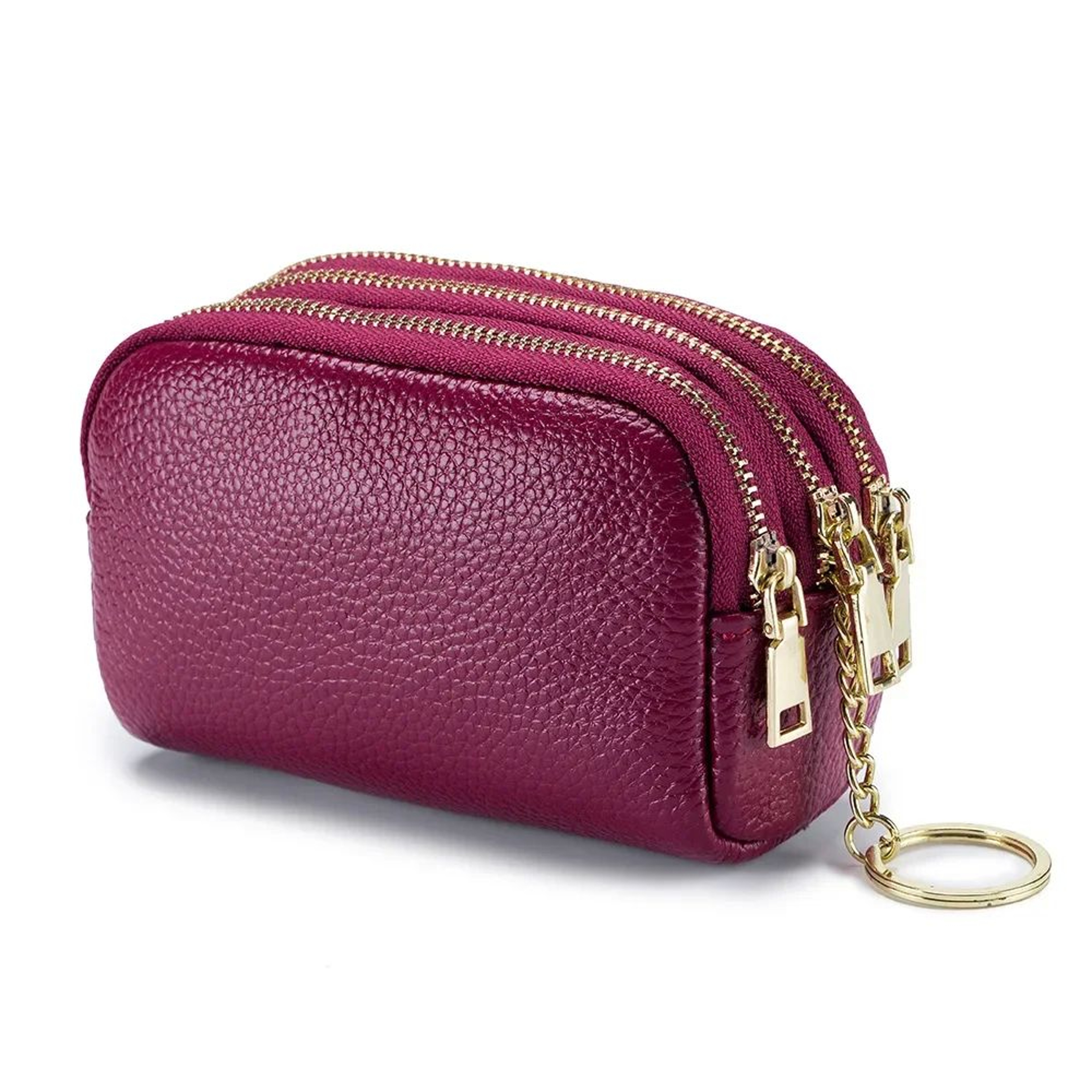 DoubleLayer Cowhide Womens Wallet  Large Capacity Zip Coin Purse  Card Organizer 12