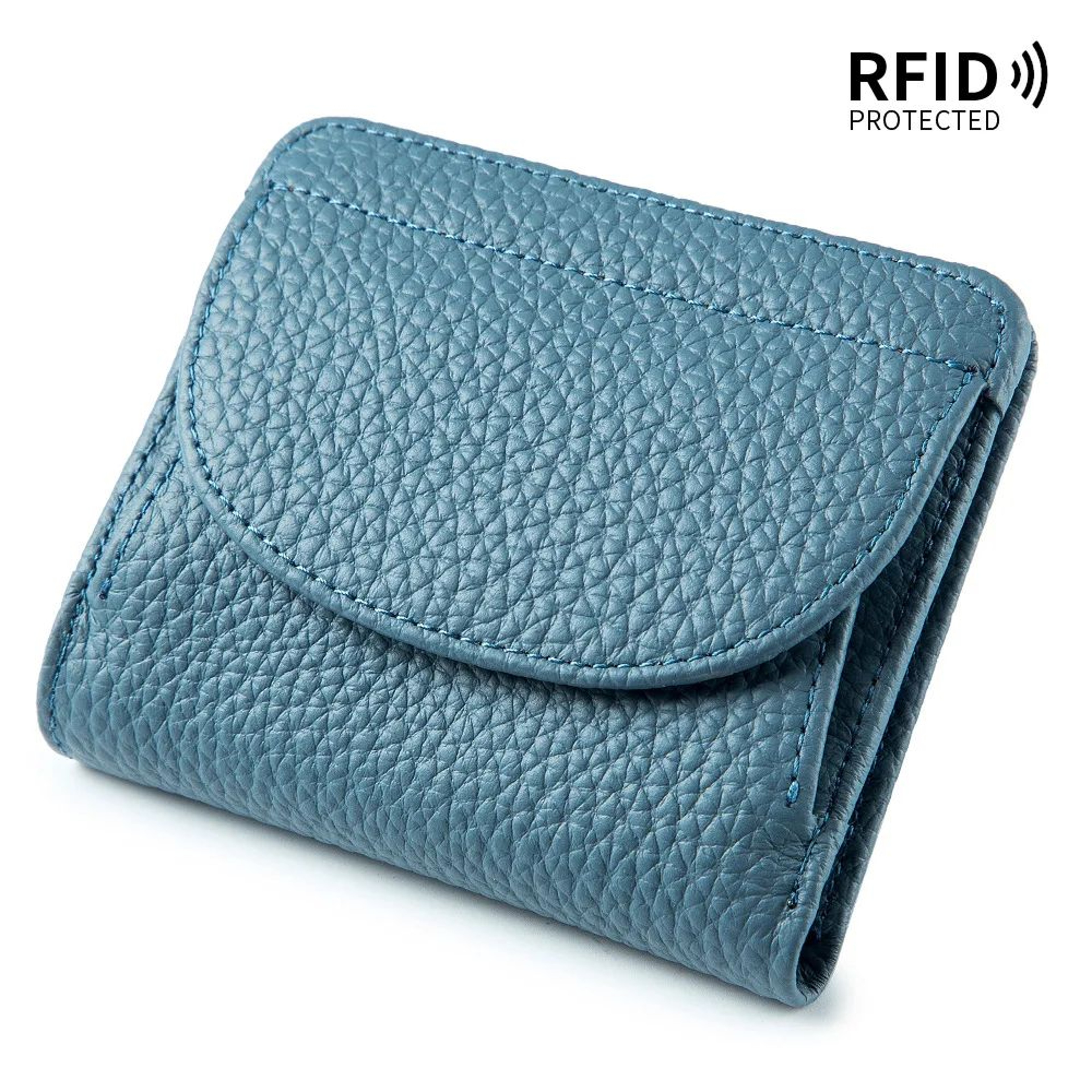 Genuine Leather Mini RFID Wallet For Women  Slim Bifold Card Holder With Coin Pocket 8