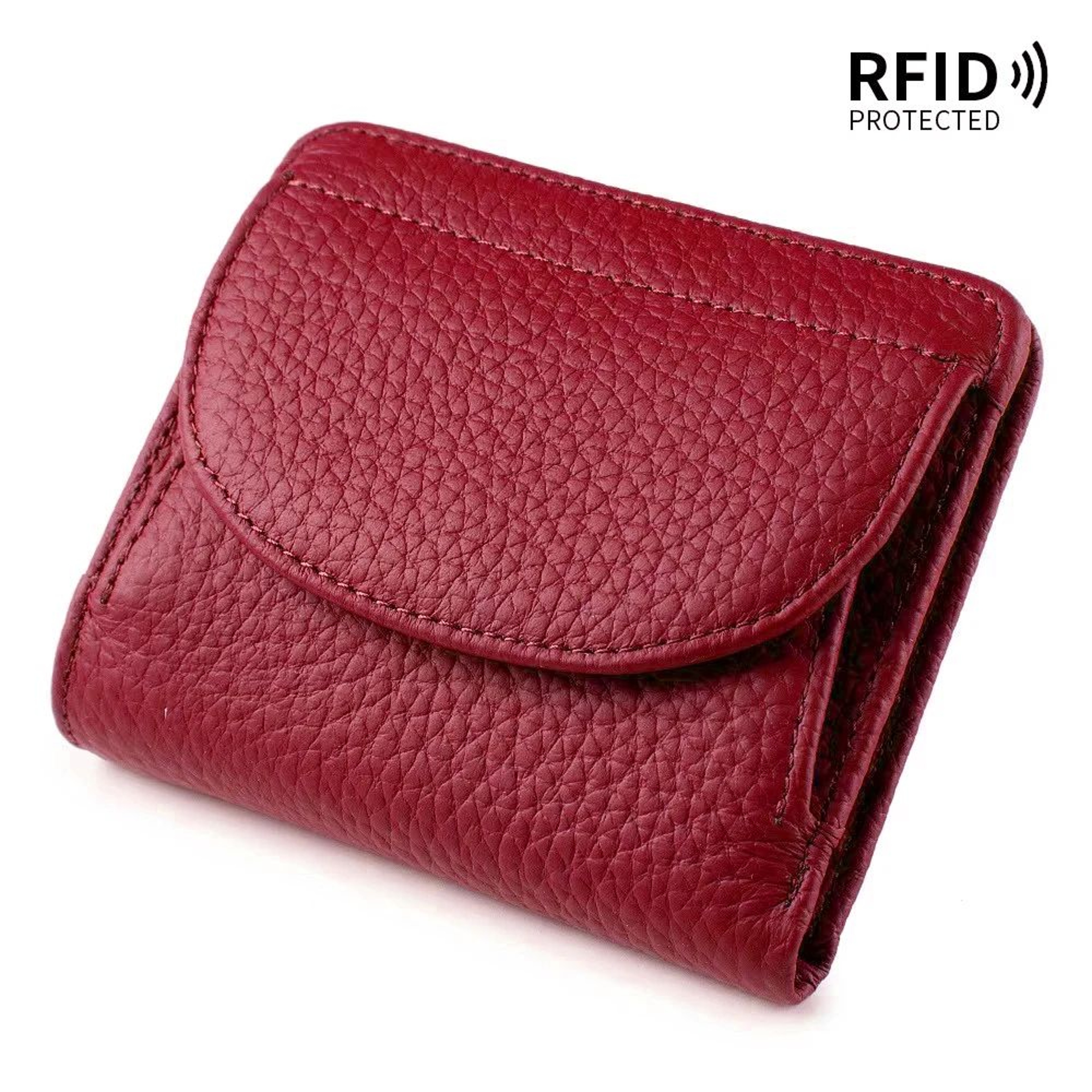 Genuine Leather Mini RFID Wallet For Women  Slim Bifold Card Holder With Coin Pocket 13