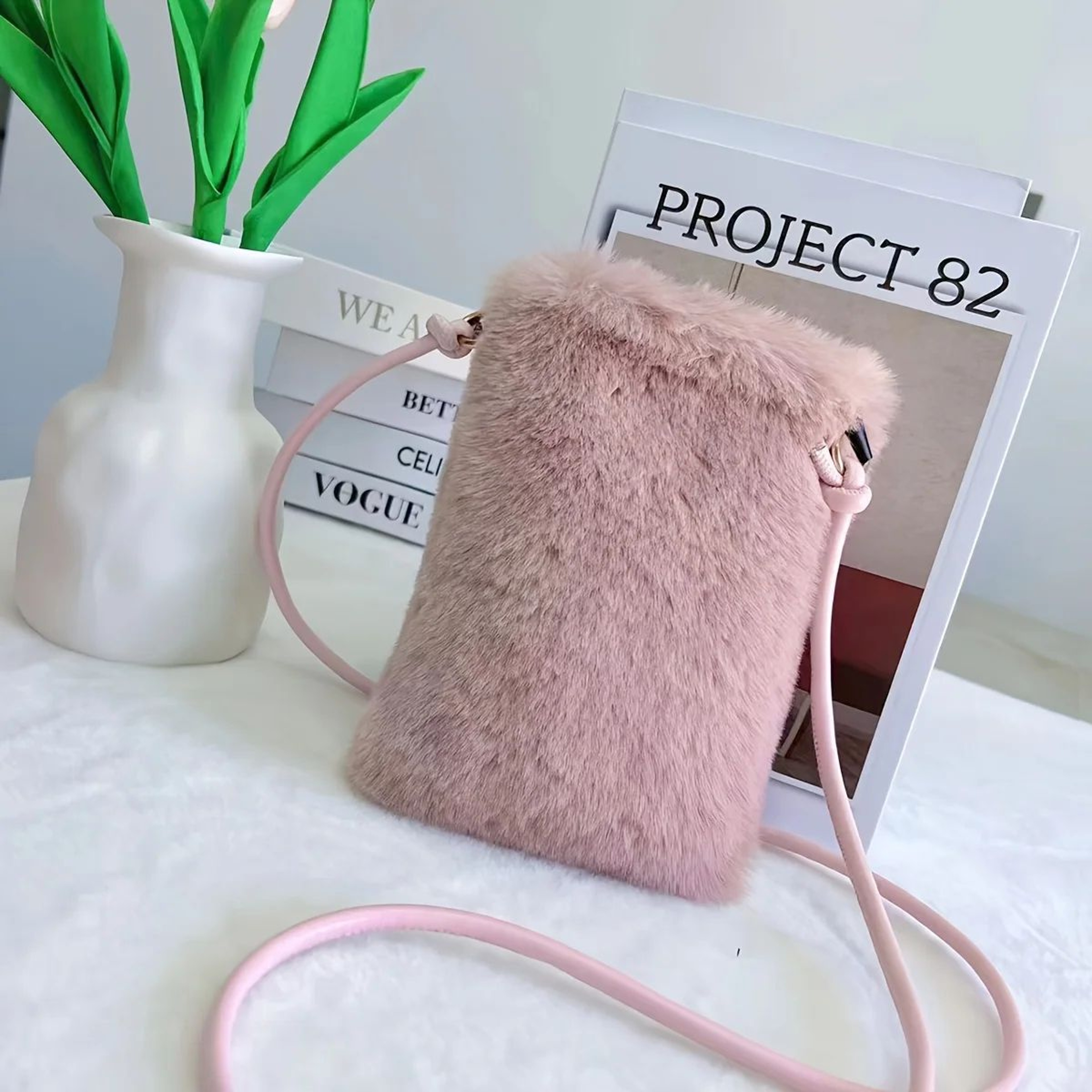 Plush Chic Womens Large Capacity Crossbody Shoulder Bag  Cozy Winter Phone Purse 7
