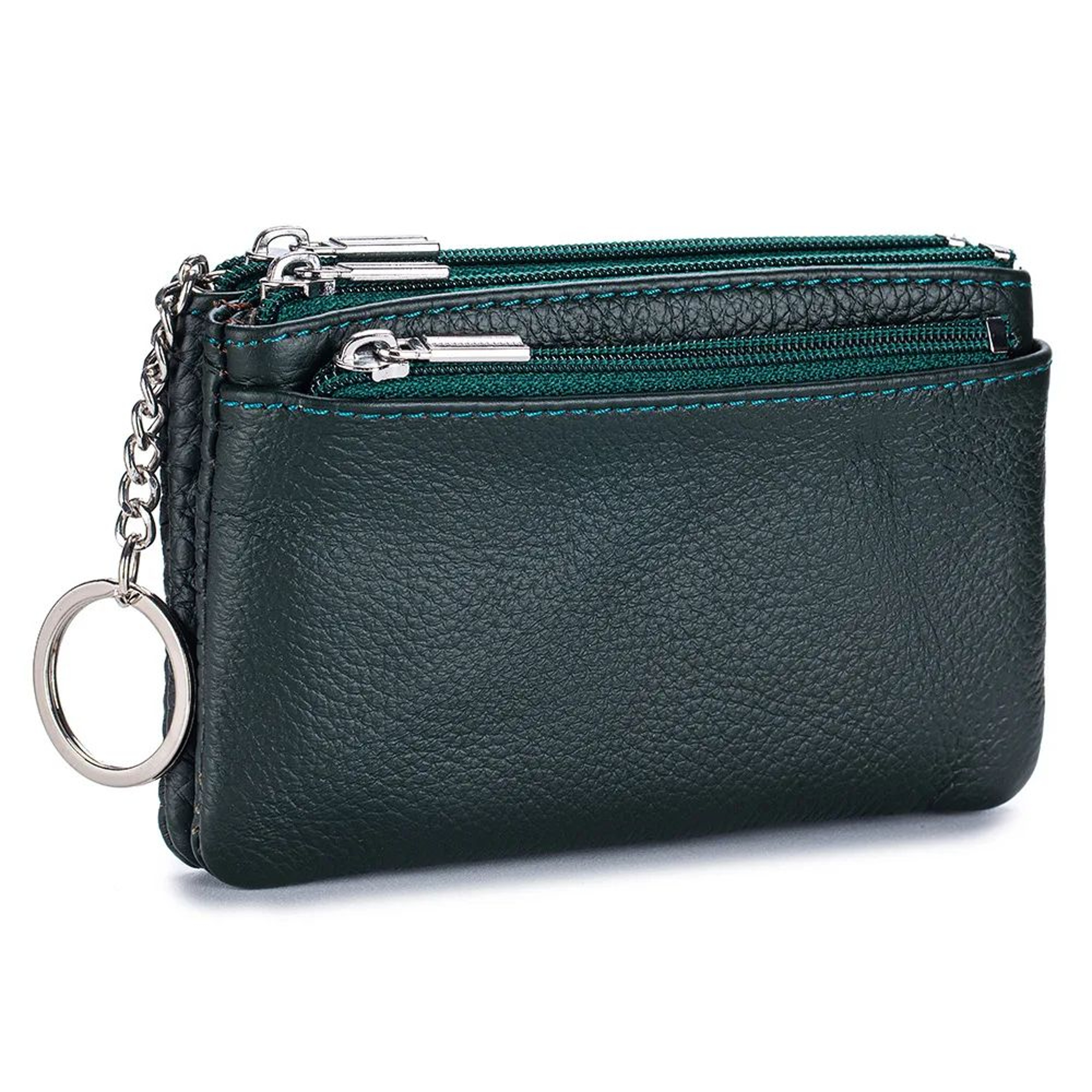 Soft Genuine Leather Zipper Wallet For Women Large Capacity Coin Purse With Keychain 10